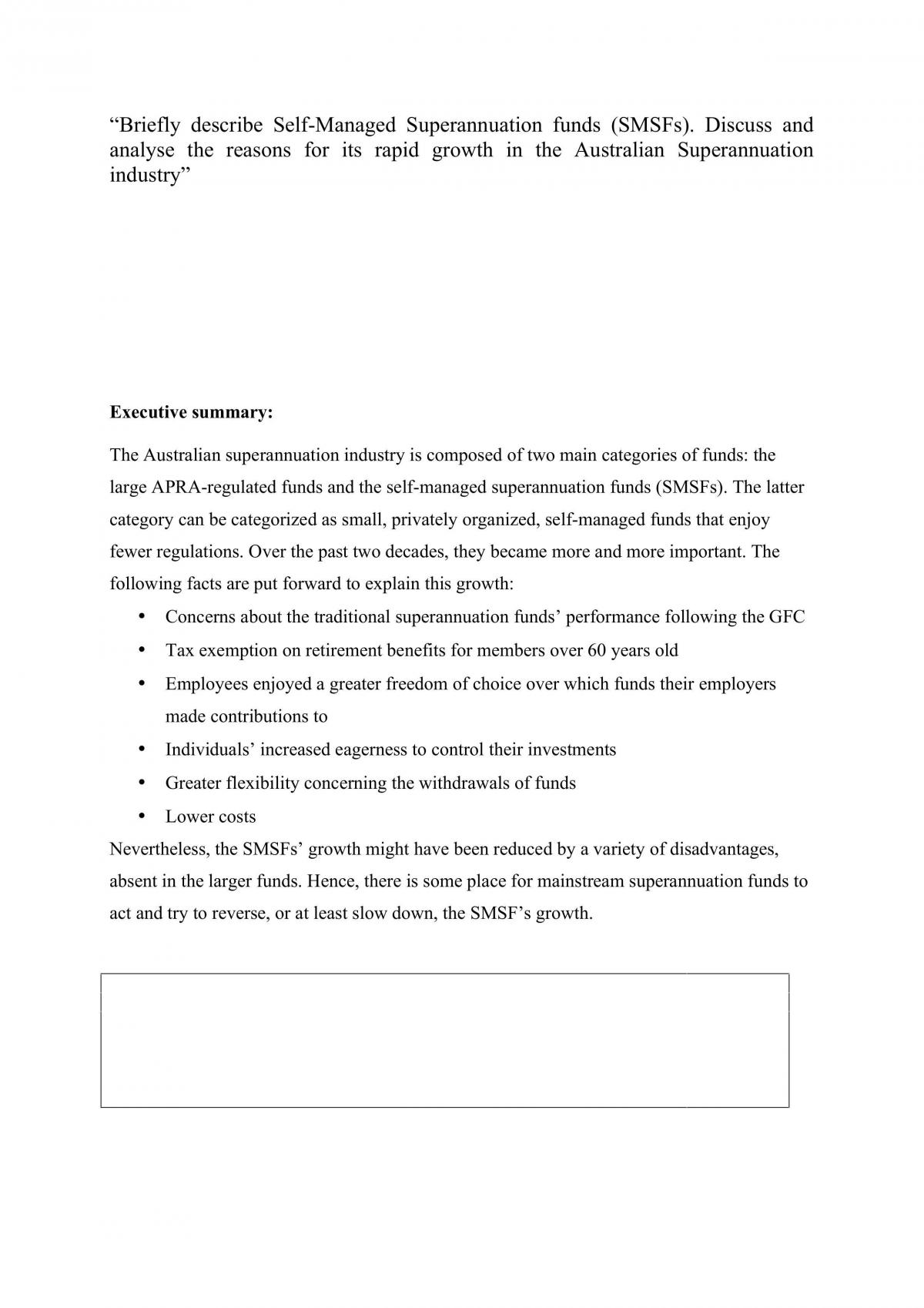 Self-Managed Superannuation funds (SMSFs) Analysis - Case Study - Page 1