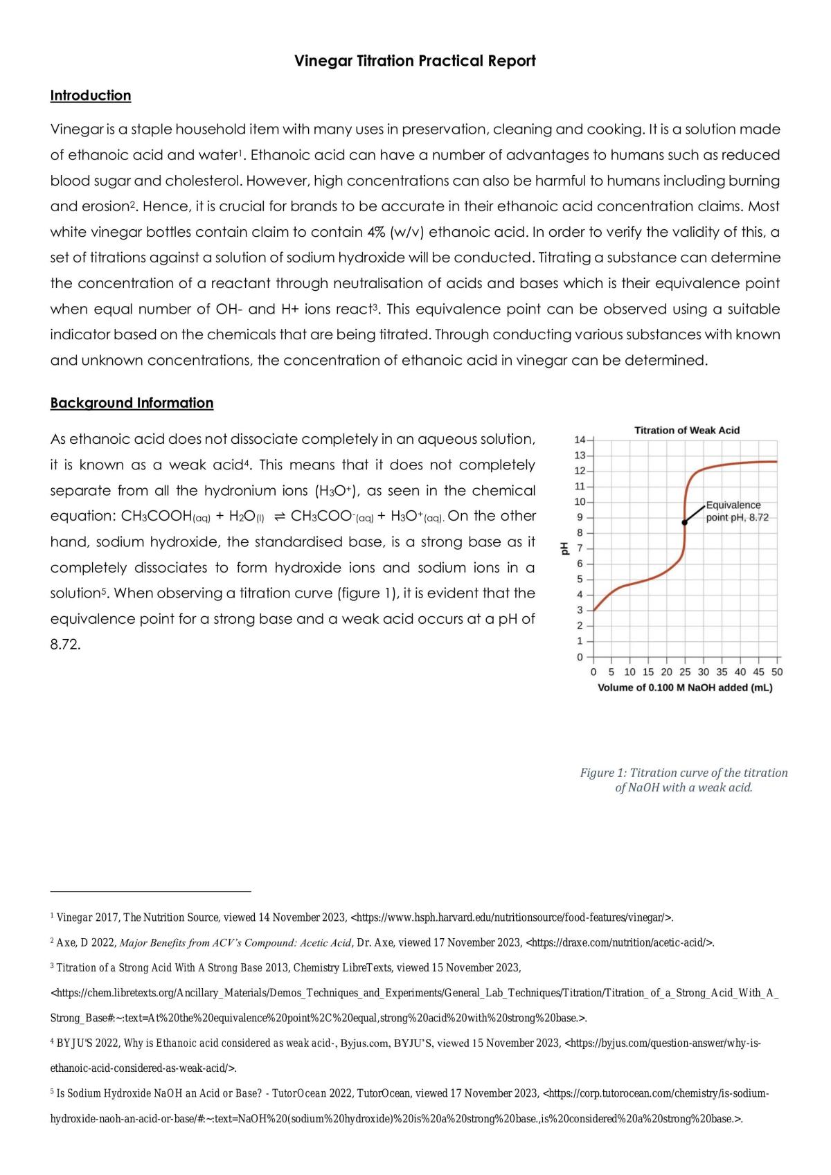 Vinegar Titration Report - Page 1