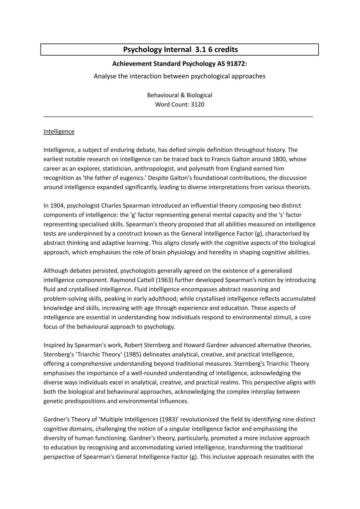 Analyse the interaction between psychological approaches - Page 1