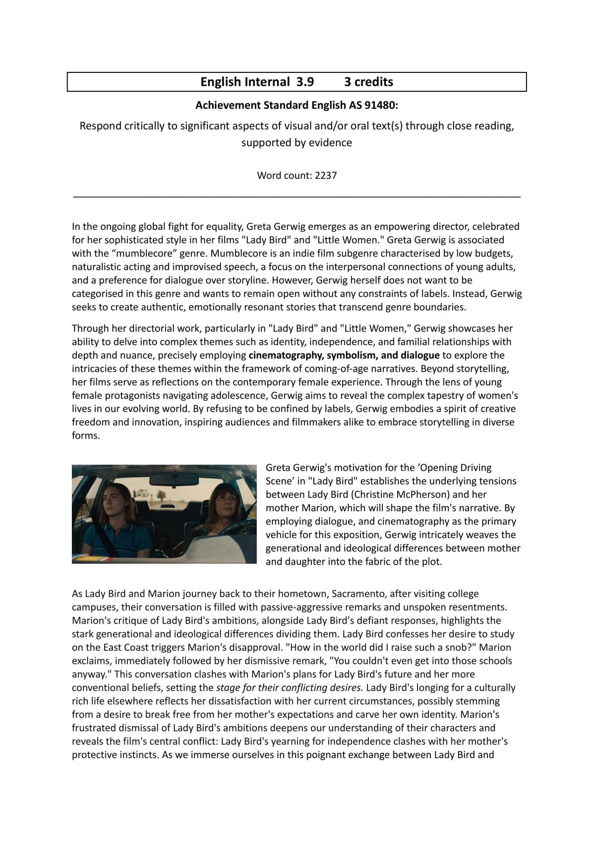 Respond critically to significant aspects of visual and/or oral text(s) through close reading, supported by evidence - Page 1