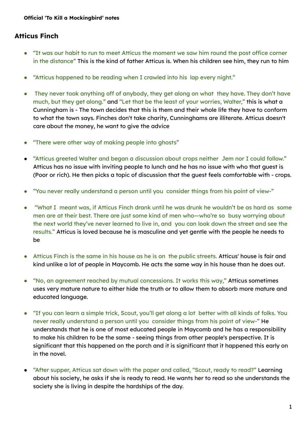 Complete Notes and Quote Analysis of 