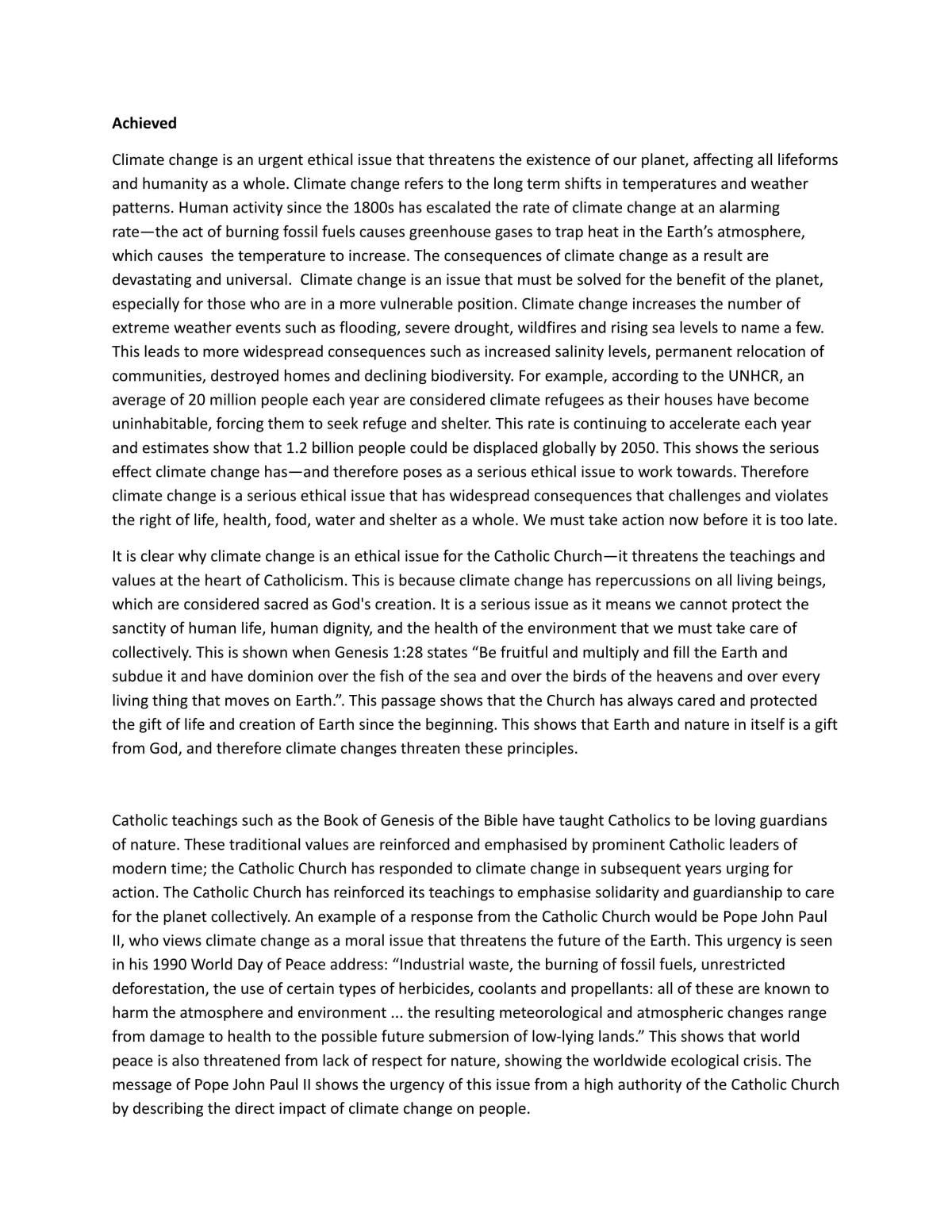 Report analysing the response of a religious tradition to a contemporary ethical issue.  - Page 1