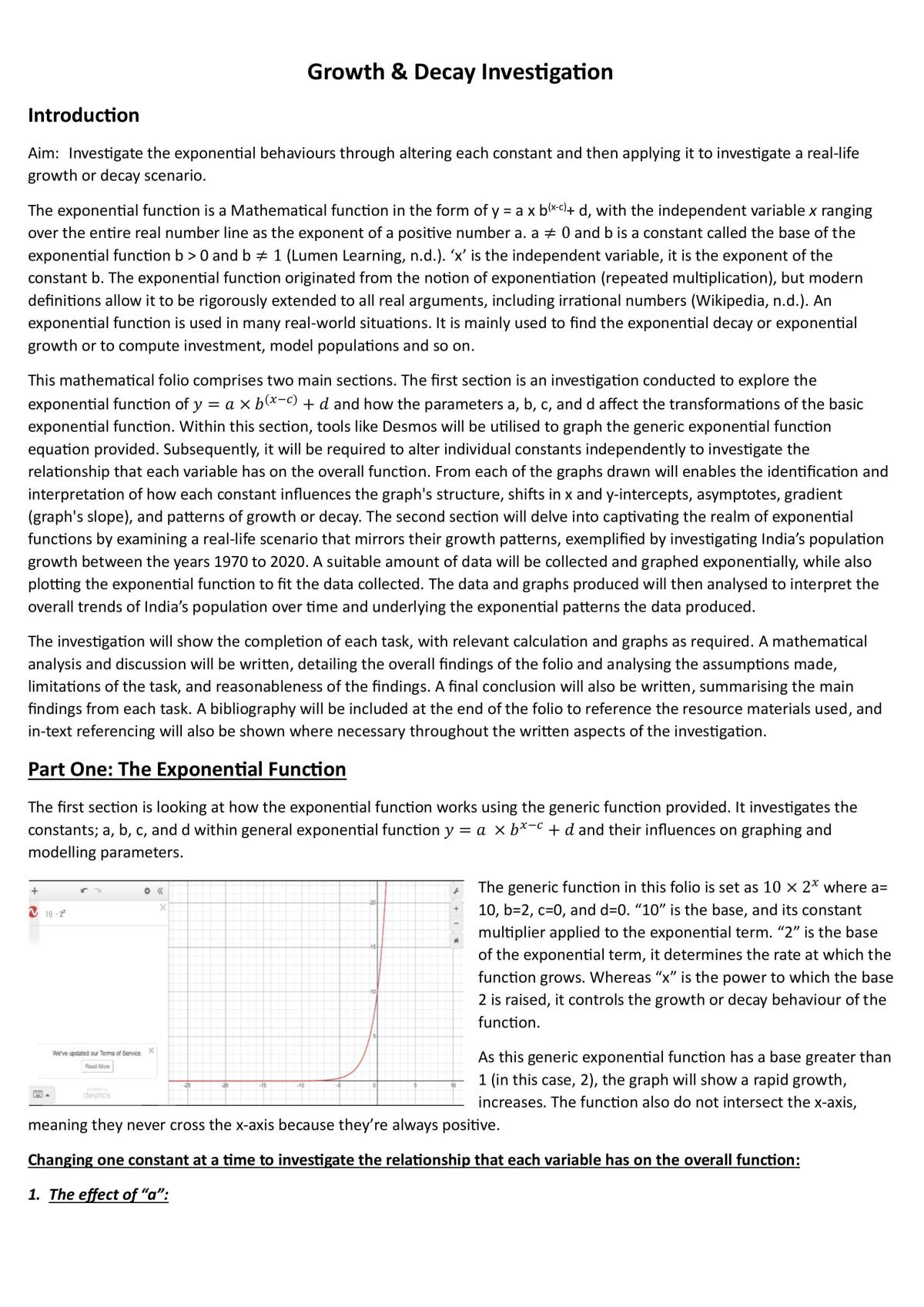Growth and Decay Investigation - Page 1