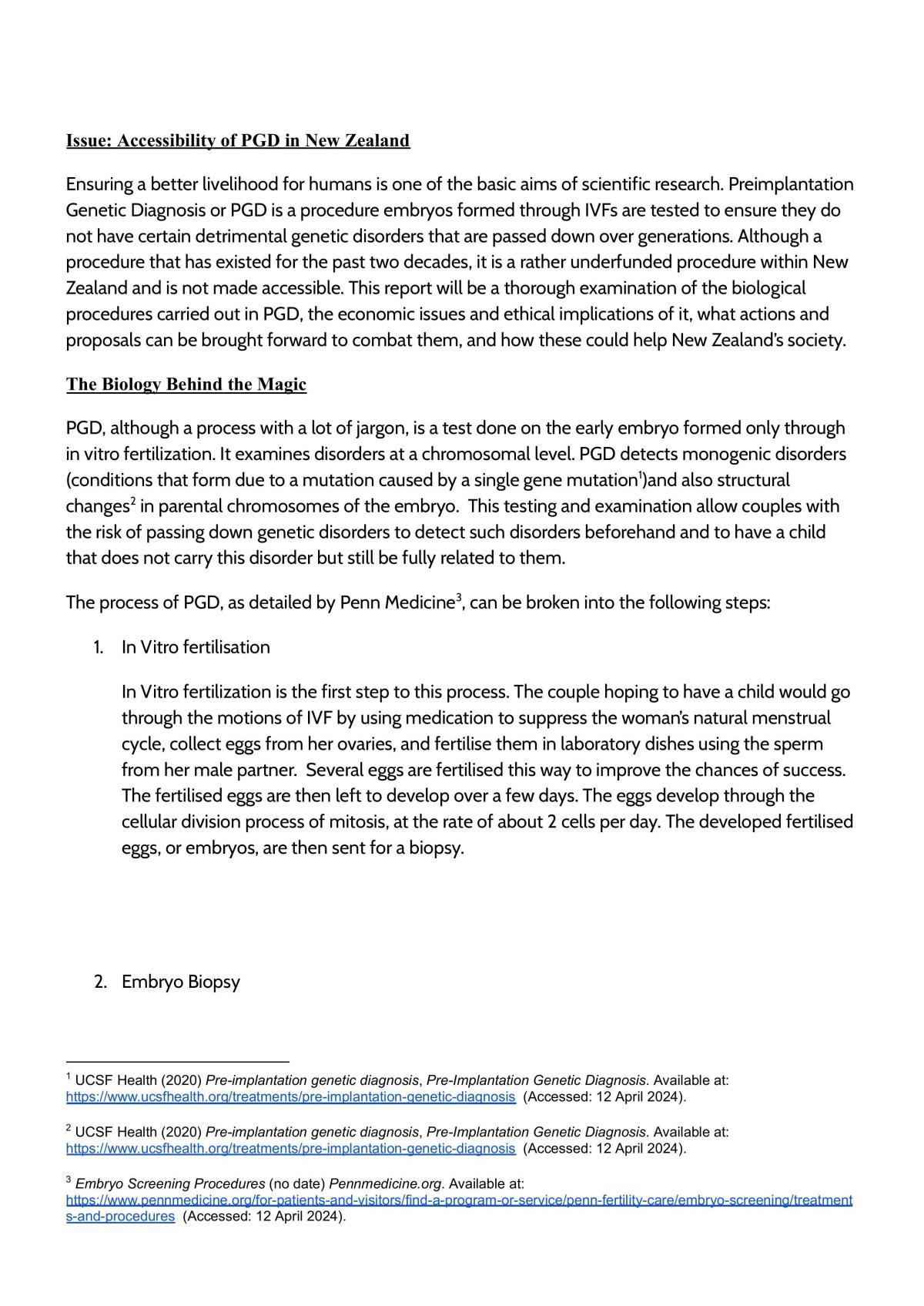 Biology 91602 Internal Assessment  Document - Integrate biological knowledge to develop an informed response to a socio-scientific issue - Page 1