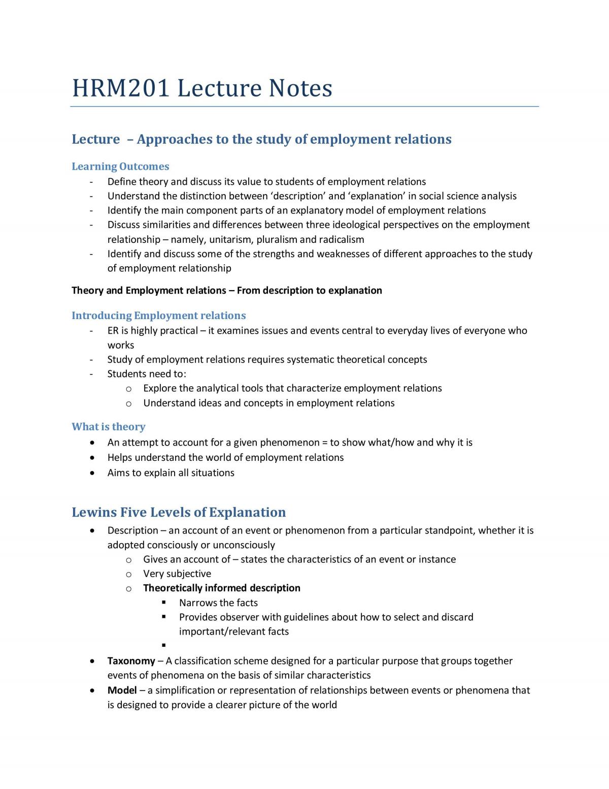 Subject Notes for HRM201 - Page 1