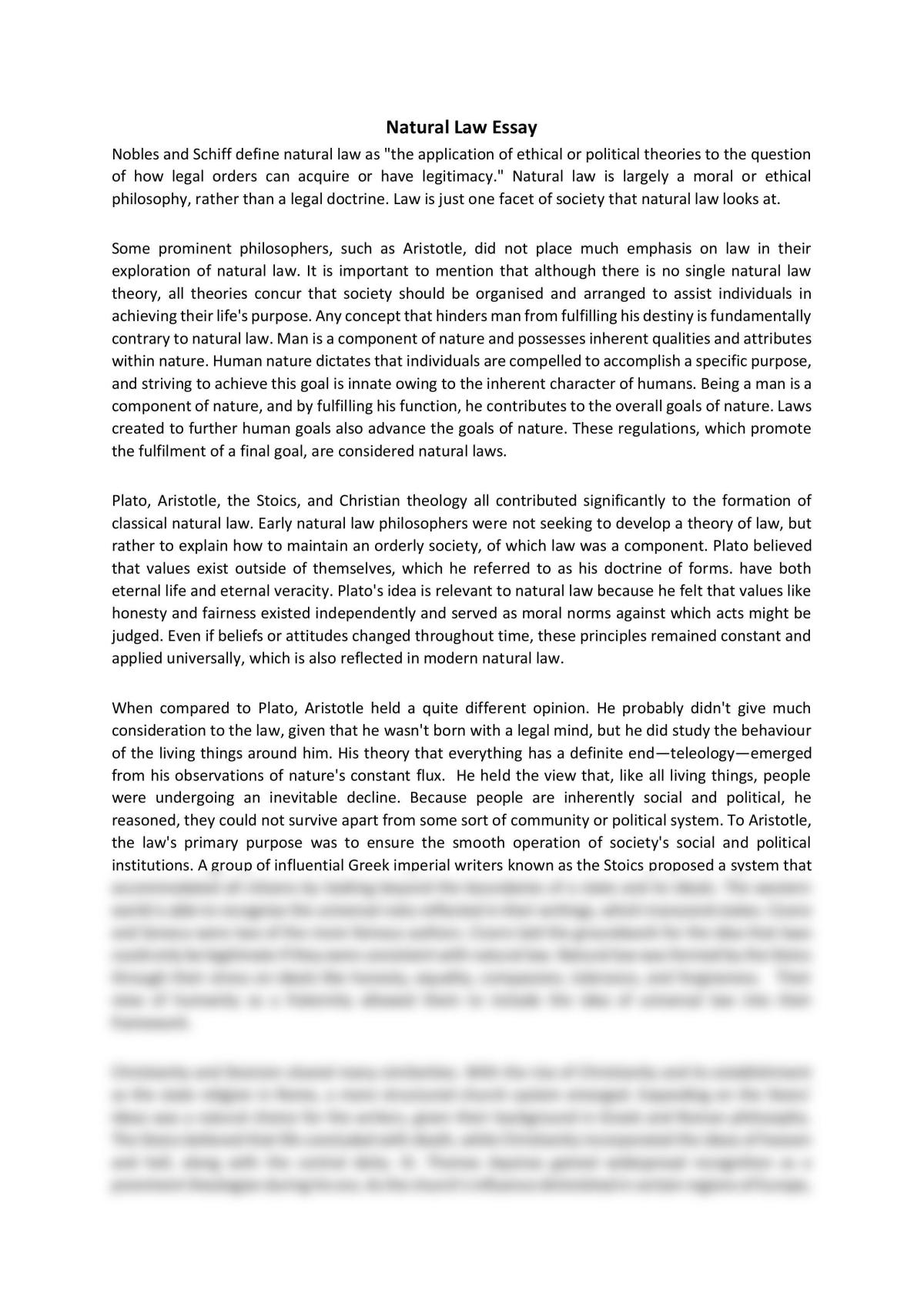 Natural Law Essay - Page 1