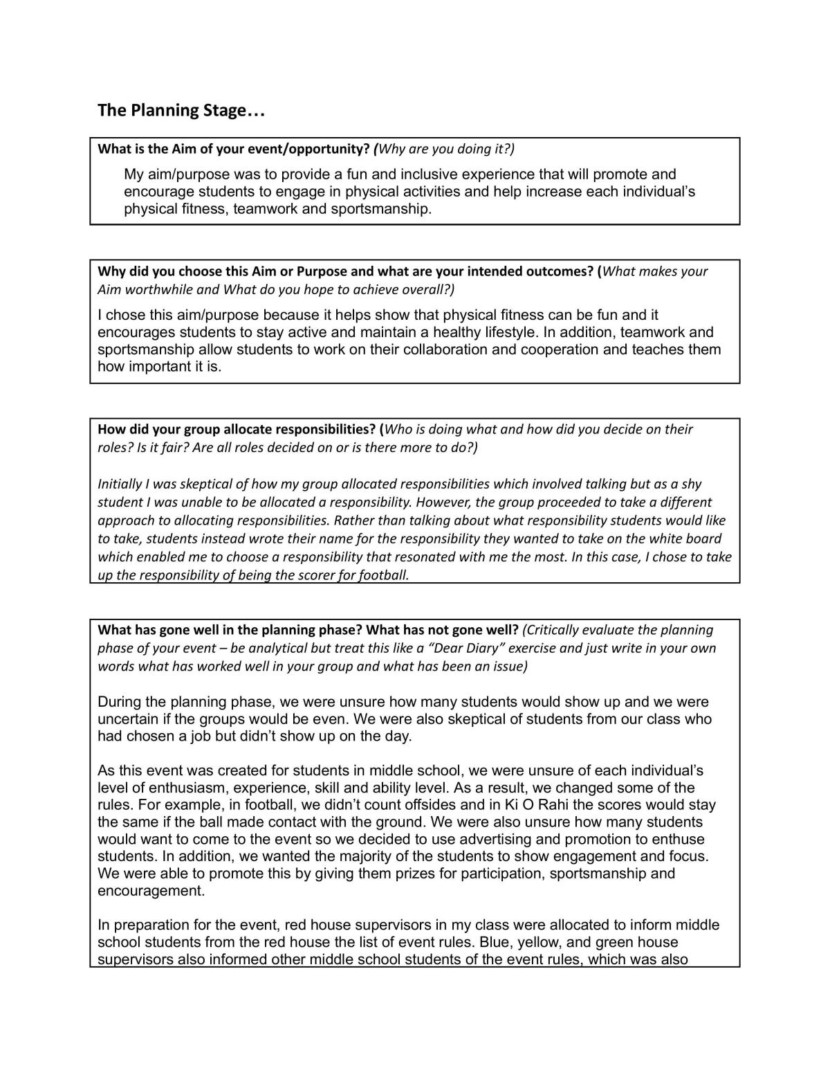 Examine the implementation and outcome(s) of a physical activity event or opportunity - Page 1