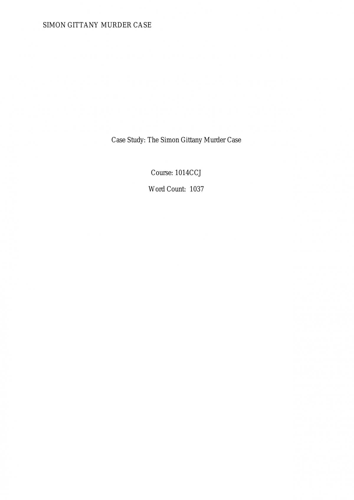 The Simon Gittany Murder Case Study - Page 1