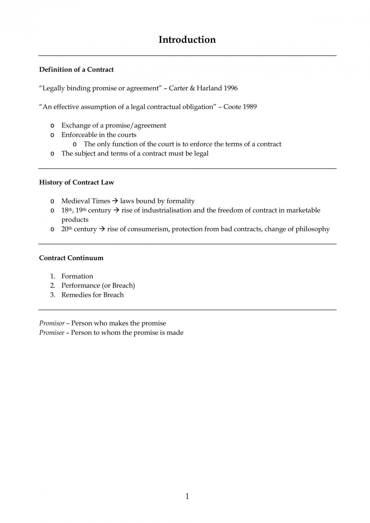 Contract Law Notes USYD - LAWS1015 - Page 1