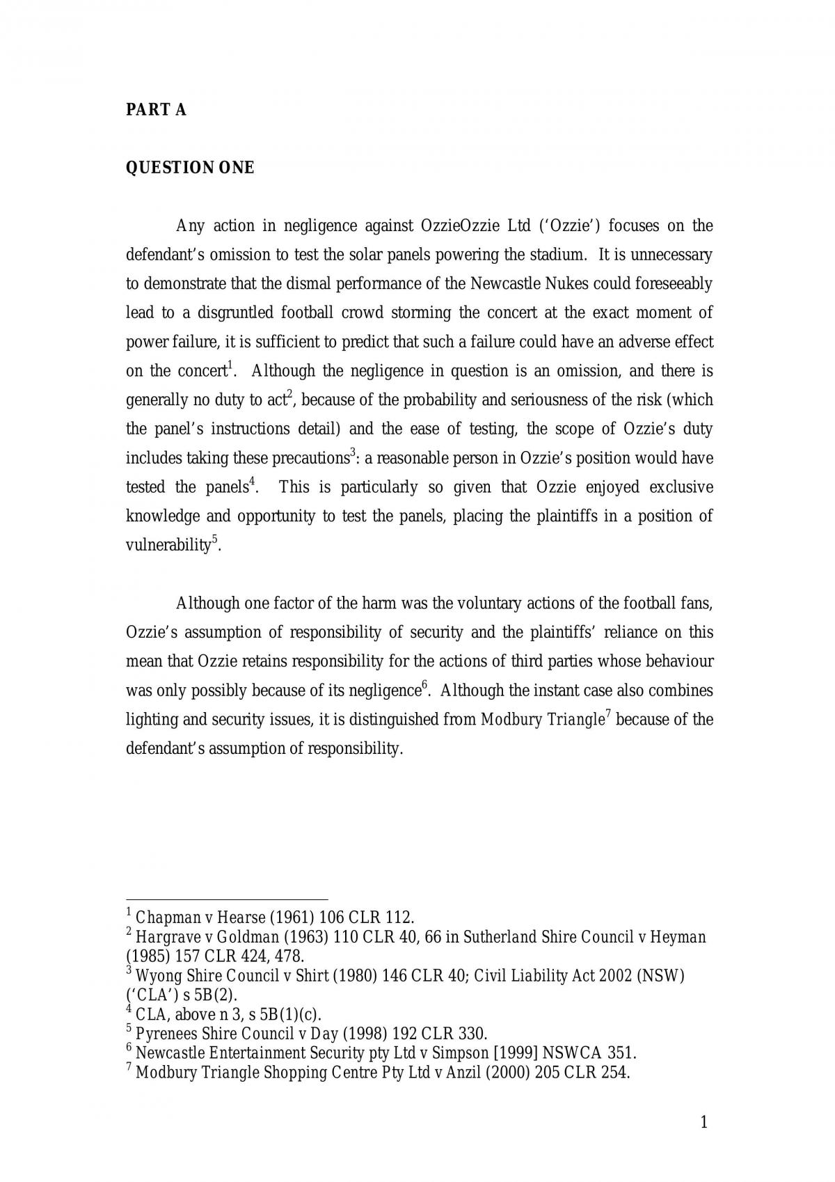 This Is An Example Of The Best Answer In Class To A Tort Exam Question. - Page 1