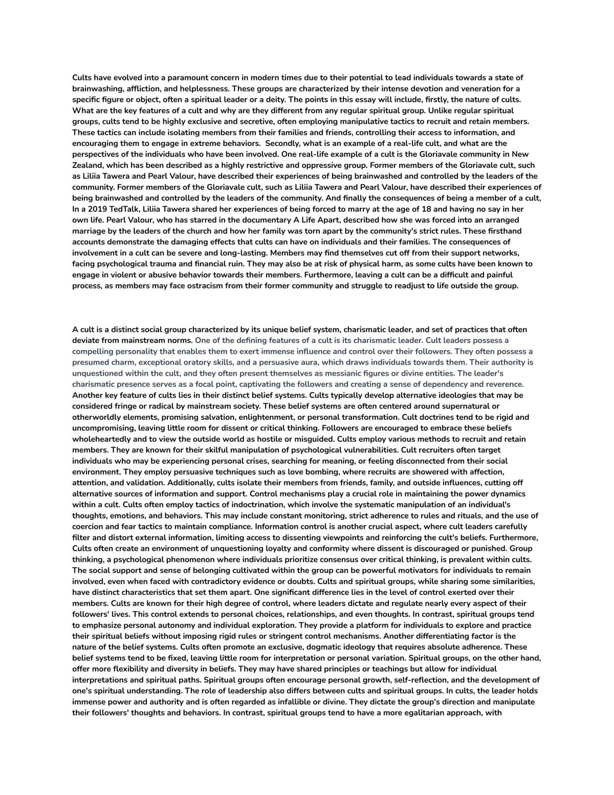 Cults essay  - Page 1