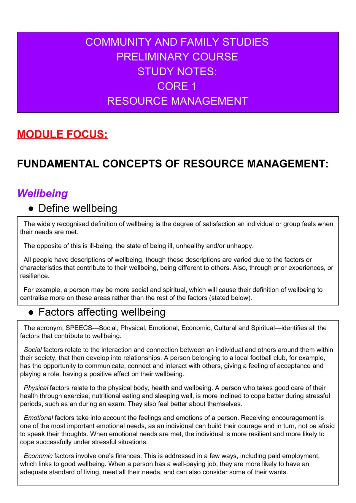 Resource Management CAFS notes - Page 1