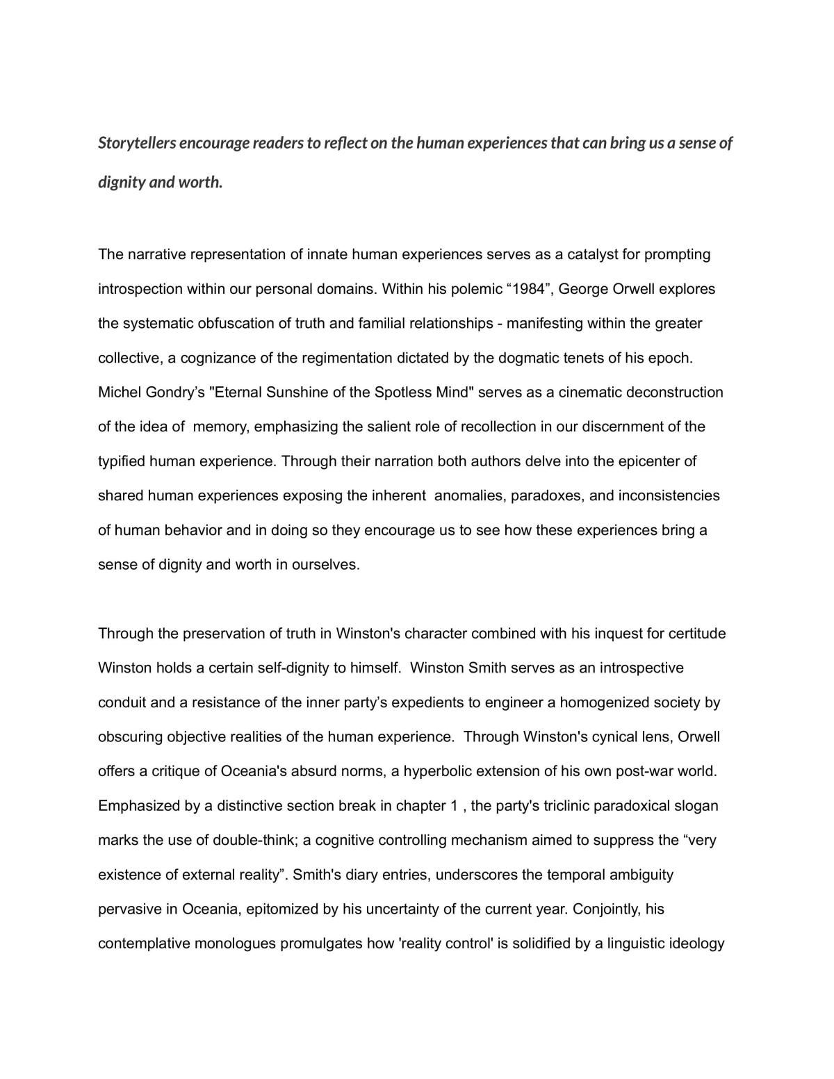 1984 and Related Text Essay HSC Task 1  - Page 1