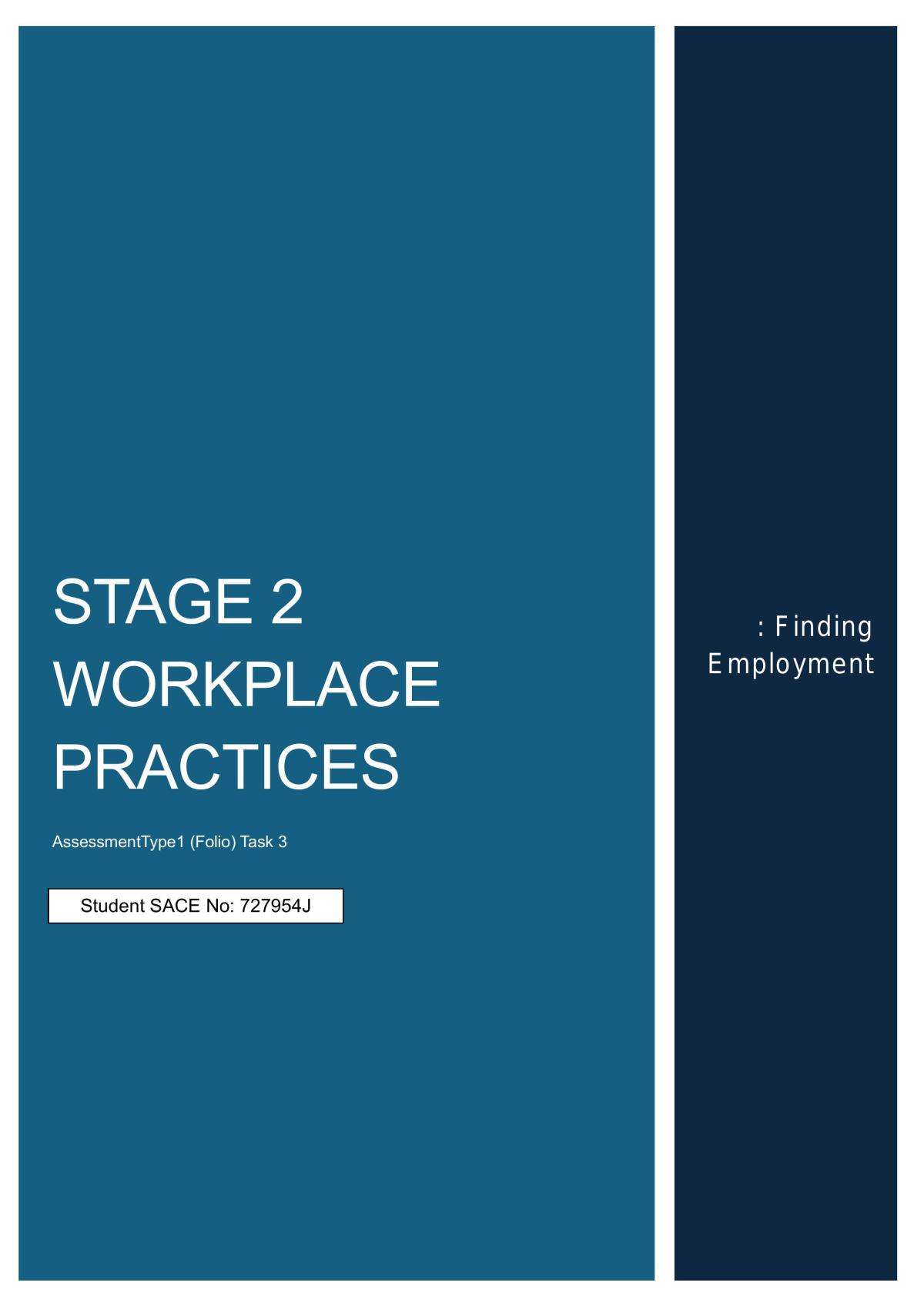 Stage 2 Workplace Practices: Finding employment - Page 1