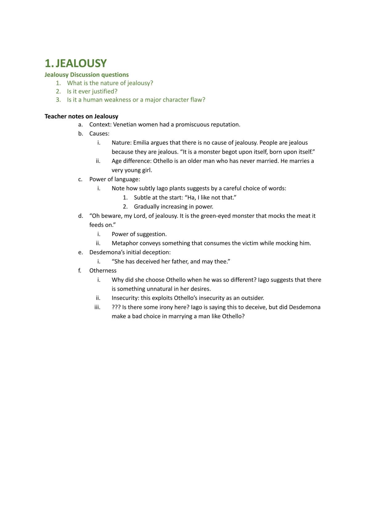 Othello themes notes - Page 1