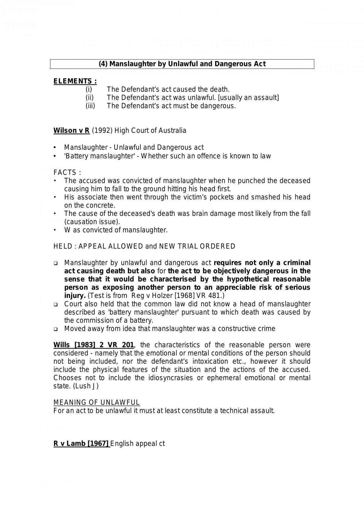 Manslaughter Notes - Page 1