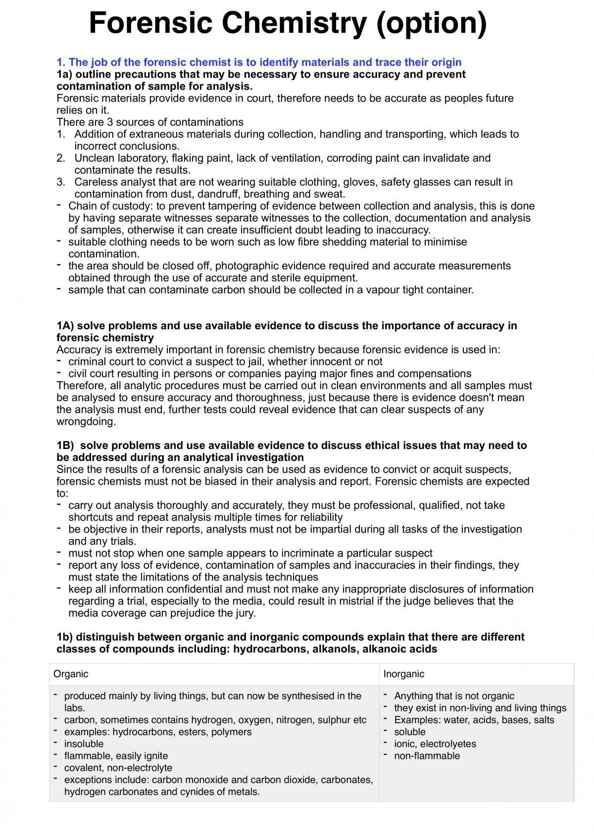 Forensic Chemistry (option)  - Page 1