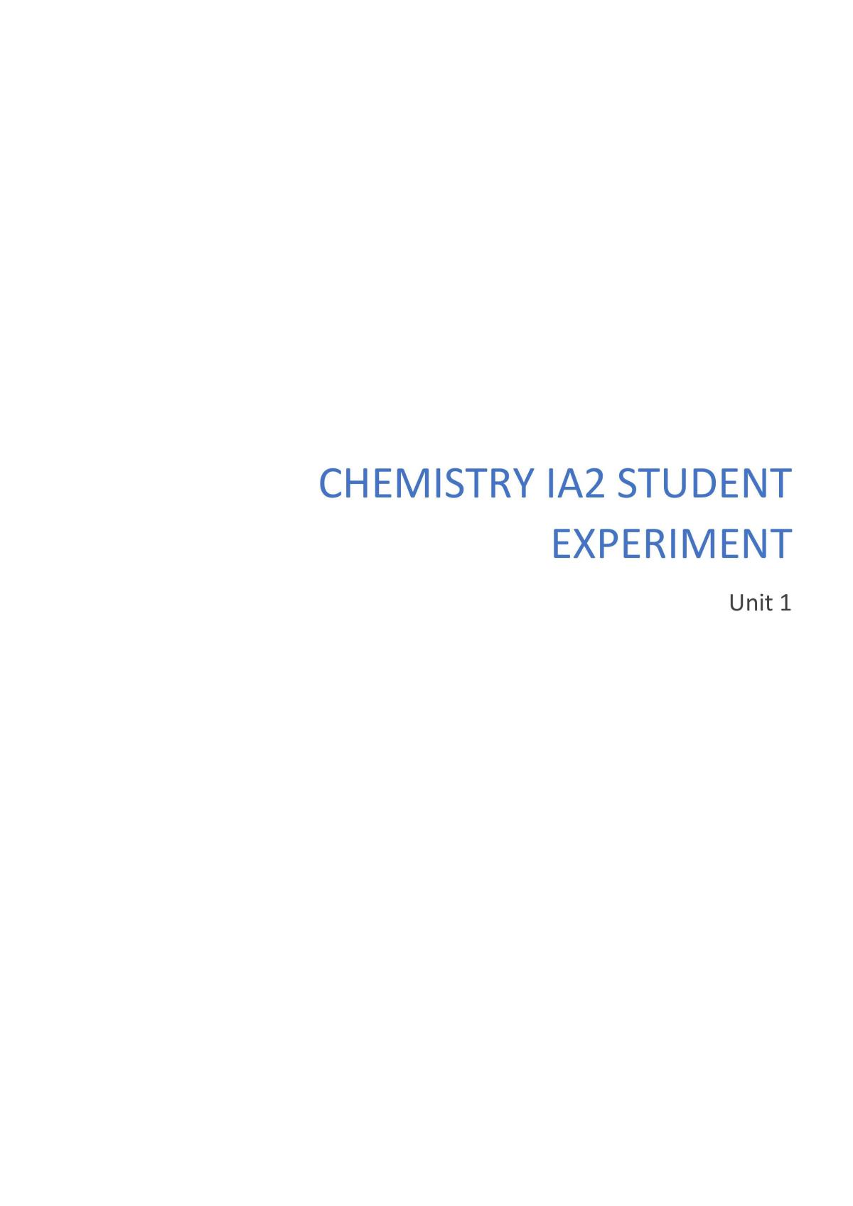Calorimetry Experiment - Page 1