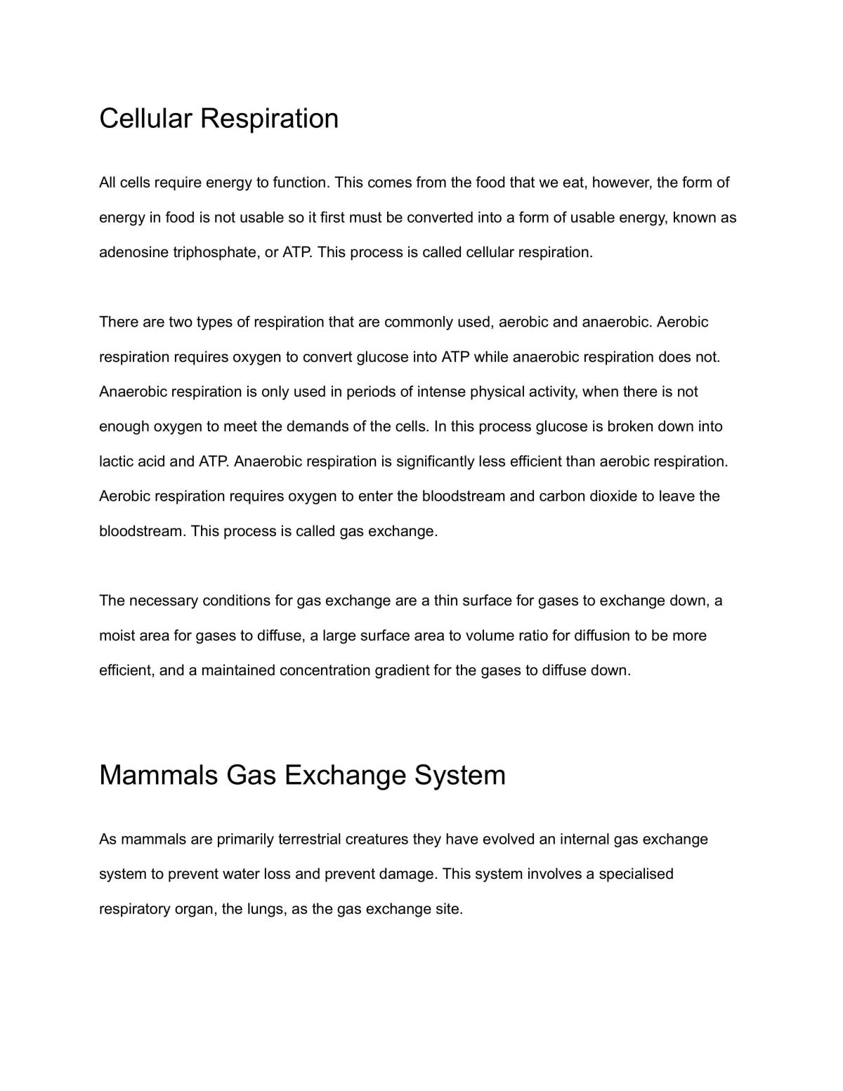 Bio 2.2 - gas exchange - Page 1