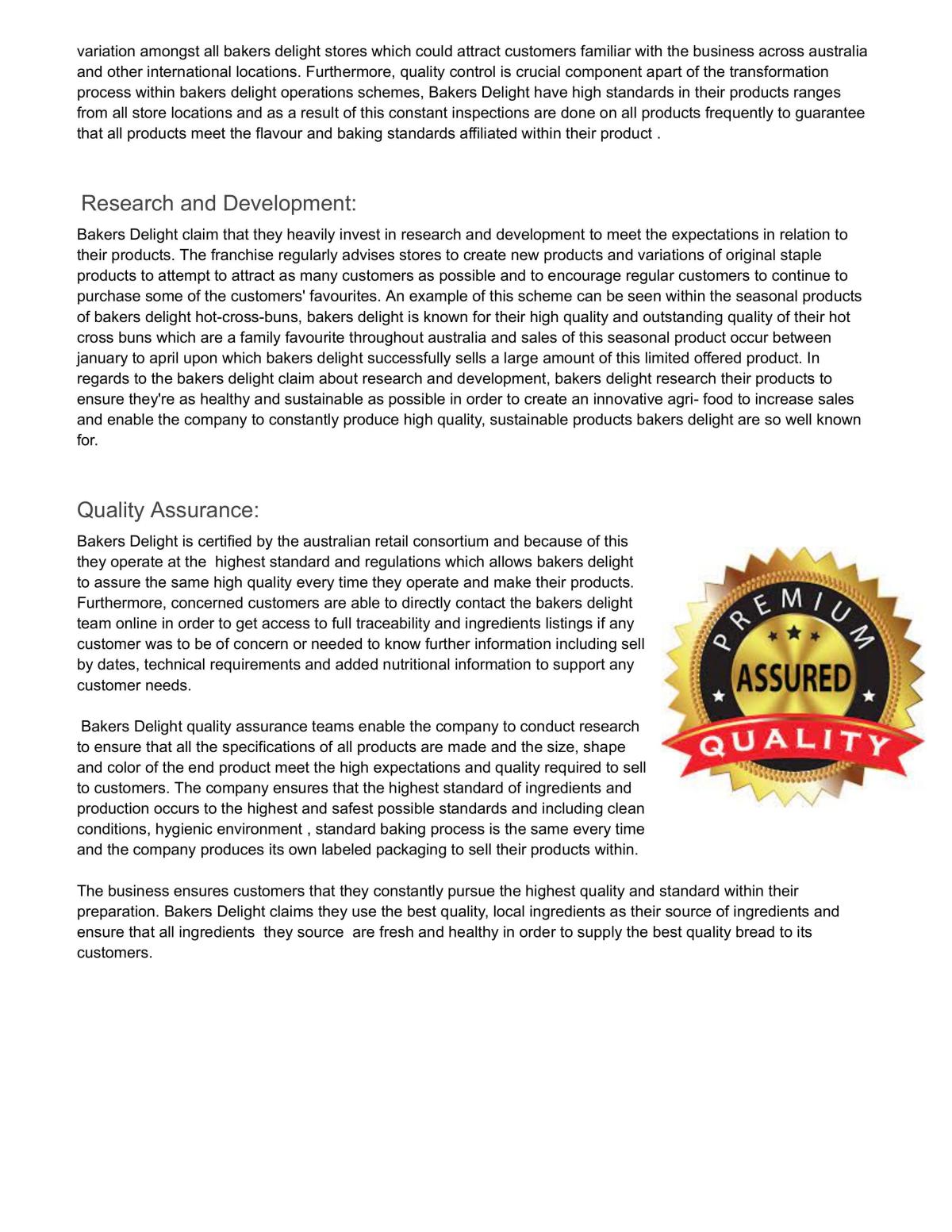 Food Technology Bakers Delight Case Study - Page 2