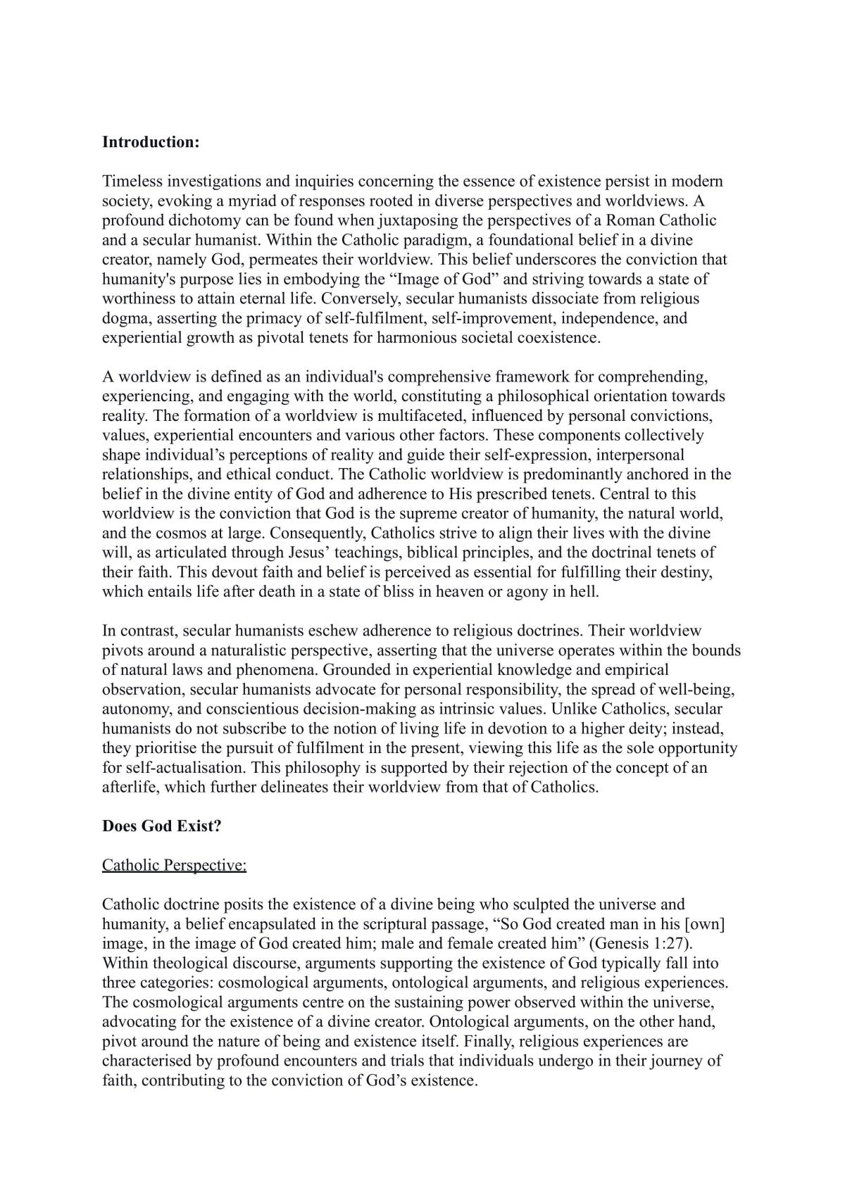 NCEA Level 3 comparing two religious perspectives - Page 1