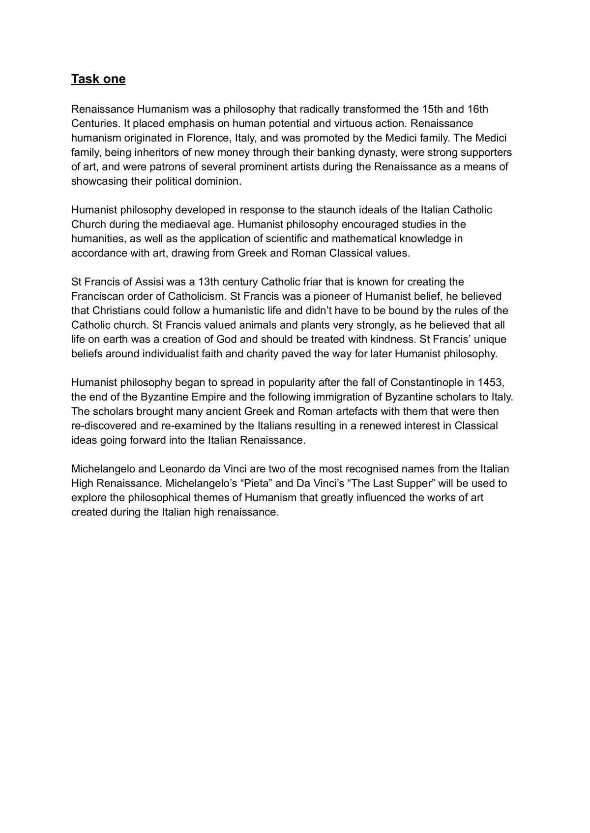 Humanism 3.7 essay - Page 1