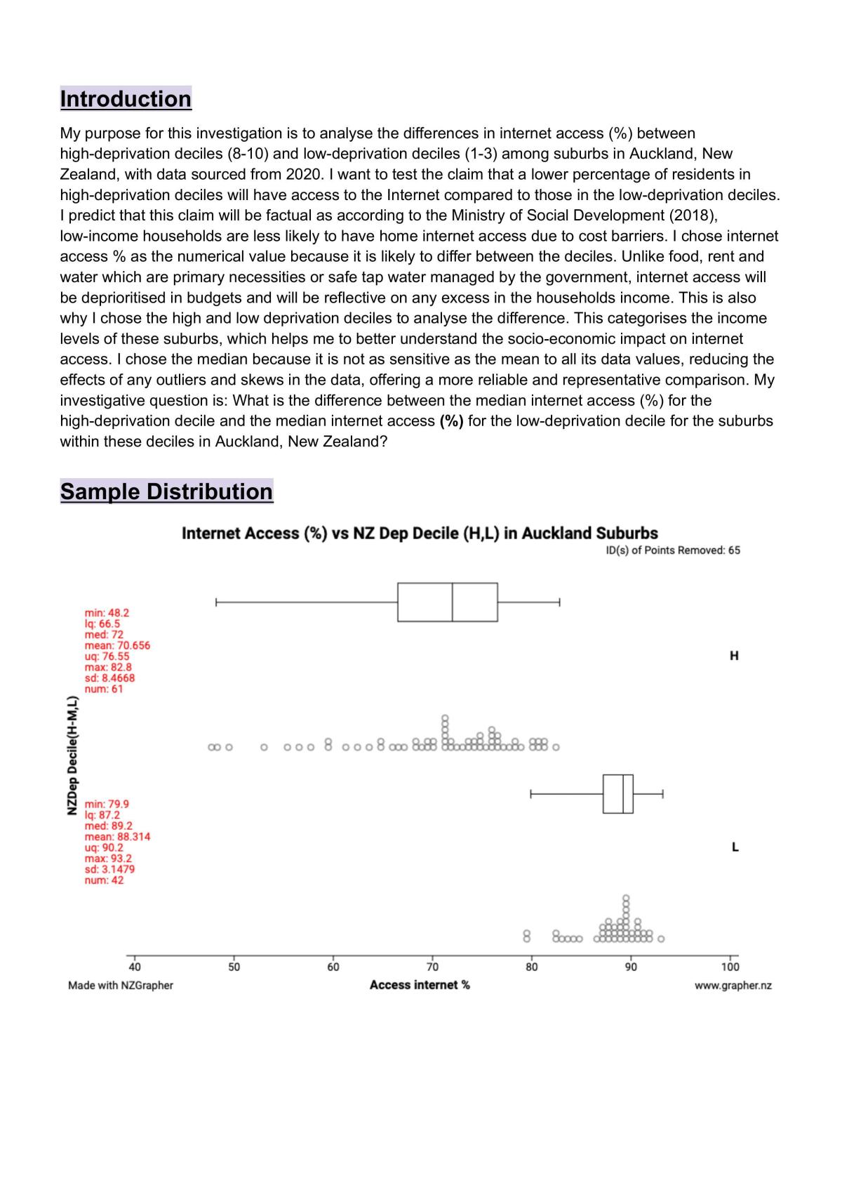 AS91582: (3.10) Make an Inference Internal Assessment - Page 1