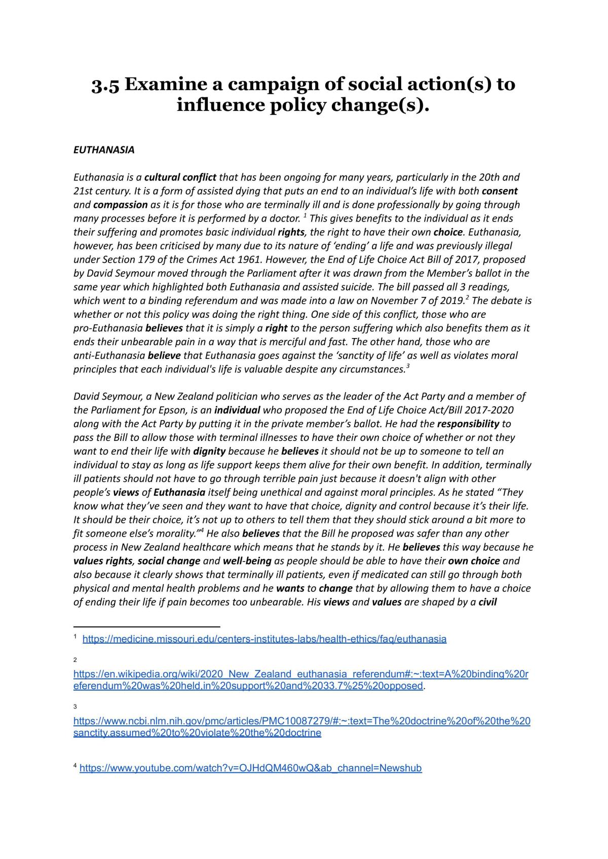 3.5 Social Studies - Examine a campaign of social action(s) to influence policy change(s) | Excellence examplar - Page 1