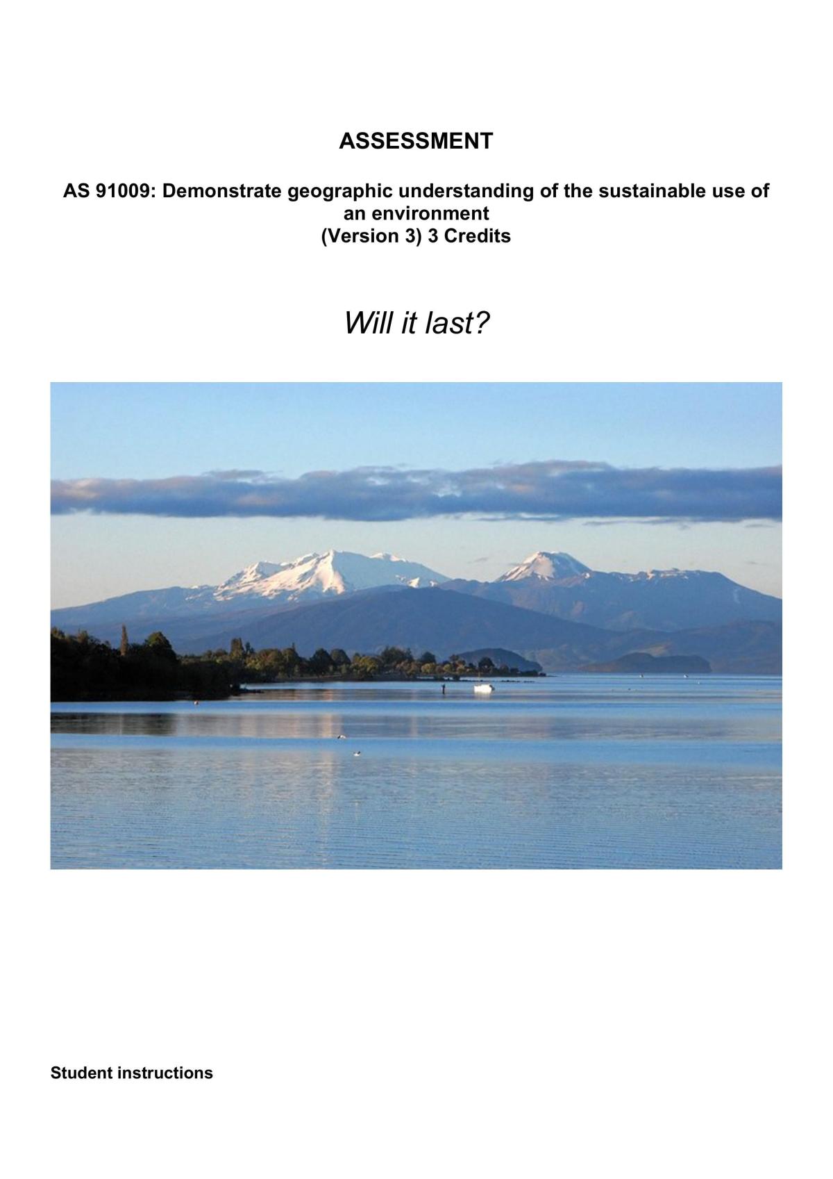 Demonstrate geographic understanding of the sustainable use of an environment - Page 1