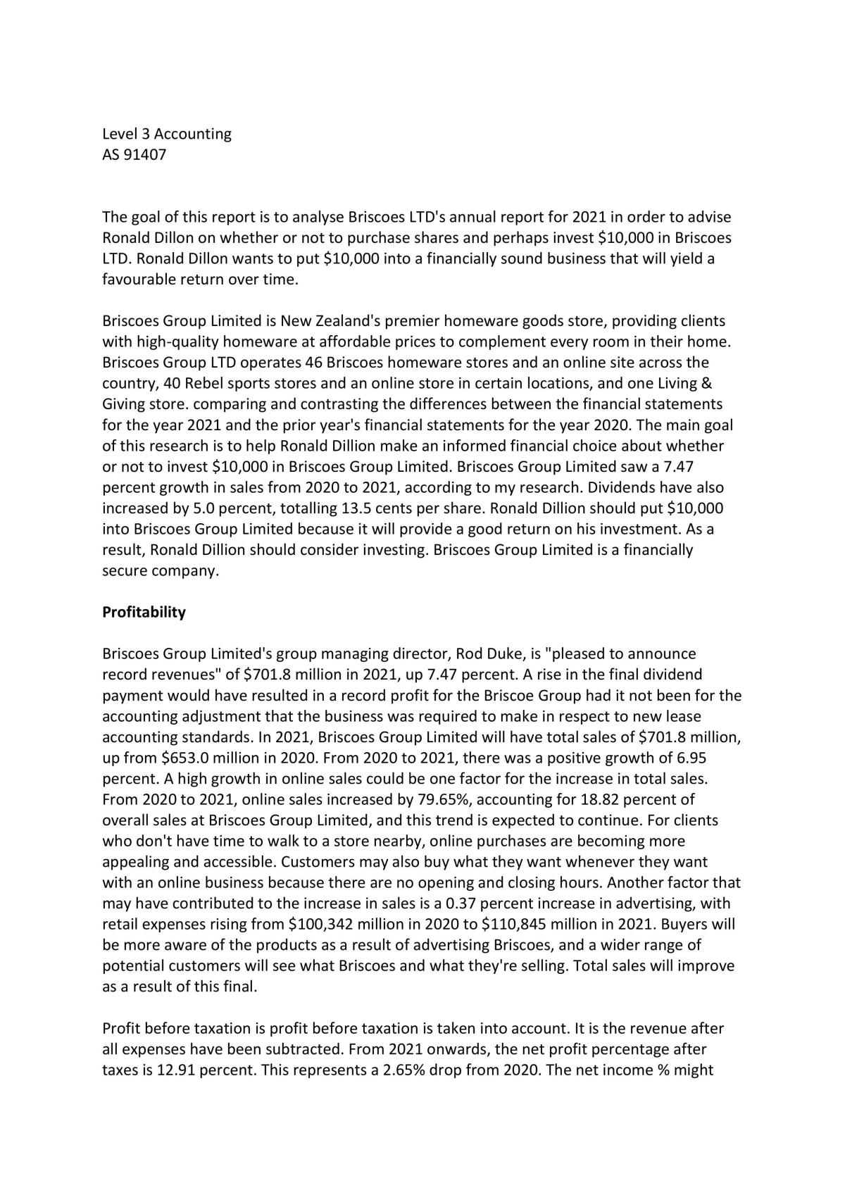 Briscoes Annual Report  - Page 1
