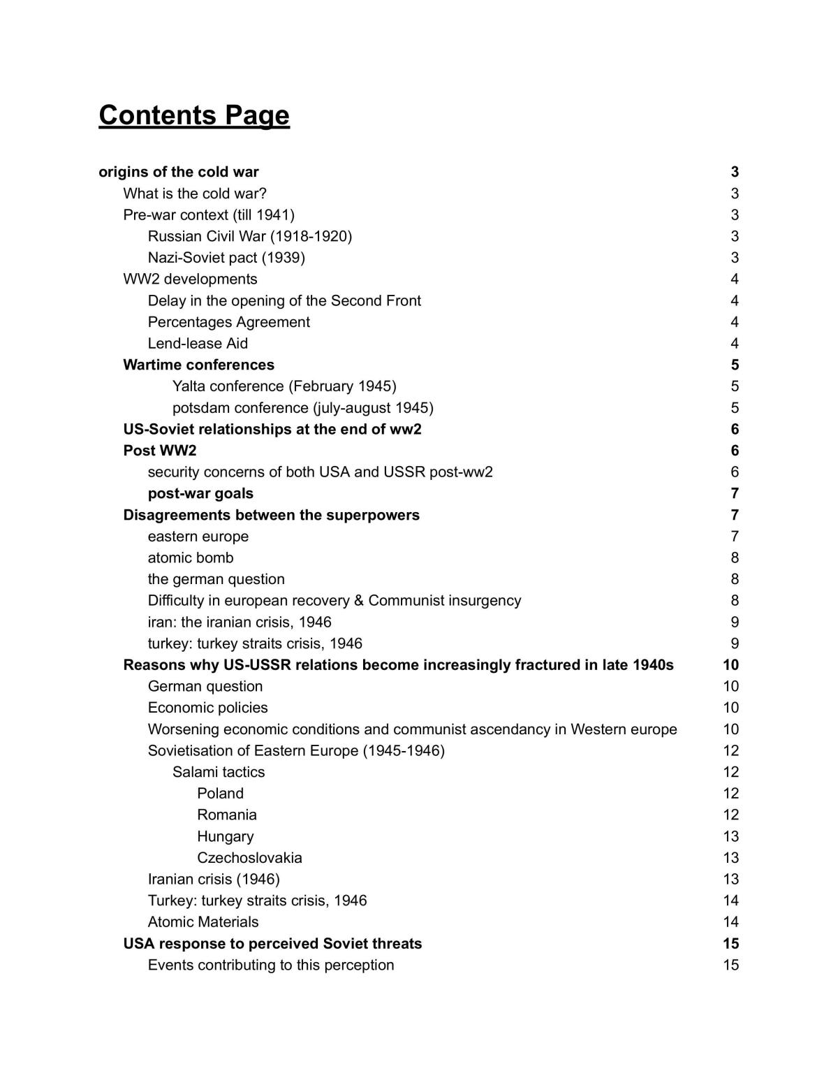 Start of Cold War notes - Page 1