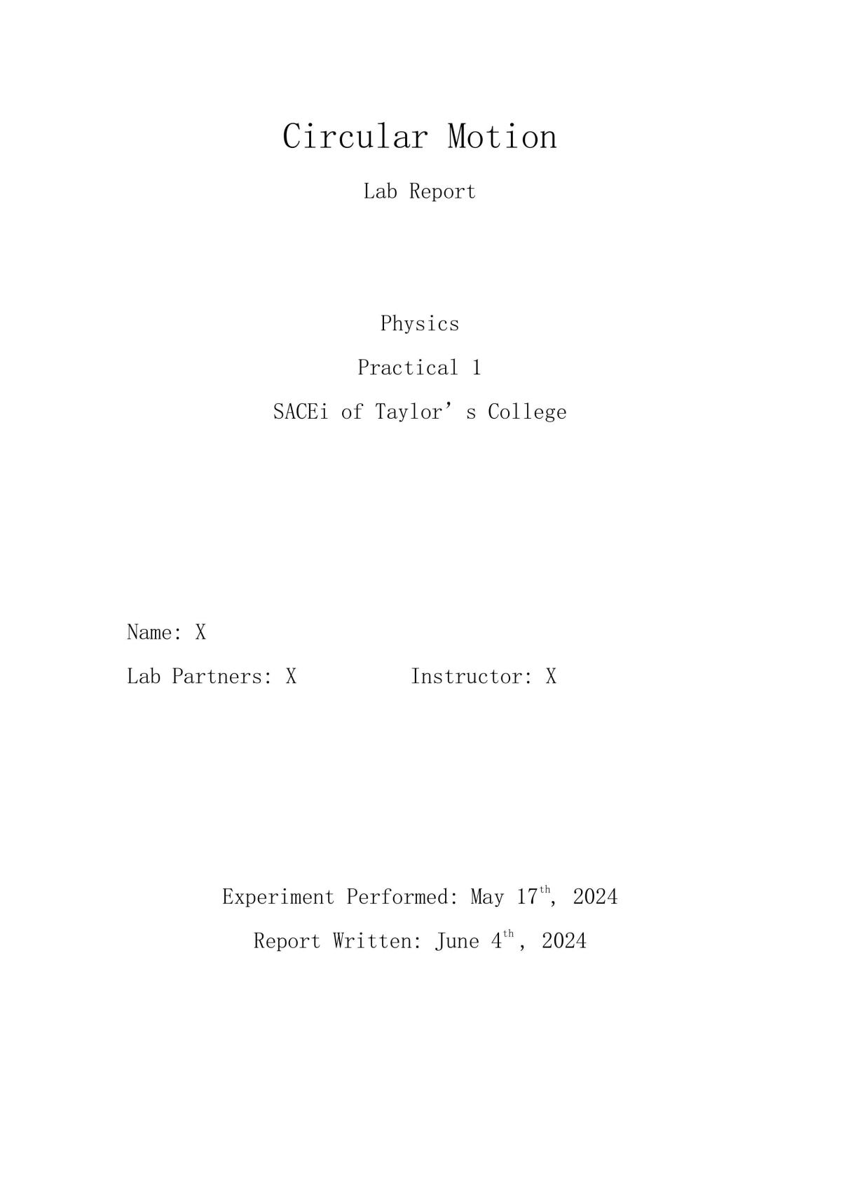 Circular motion report - Page 1