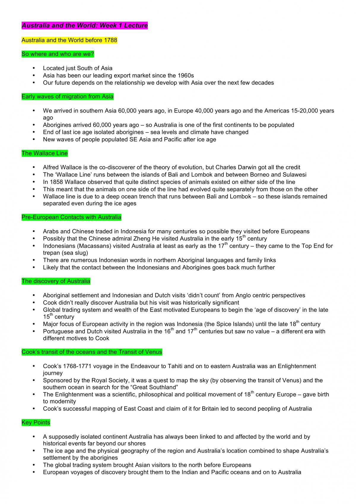 Australia And the World Notes - Page 1