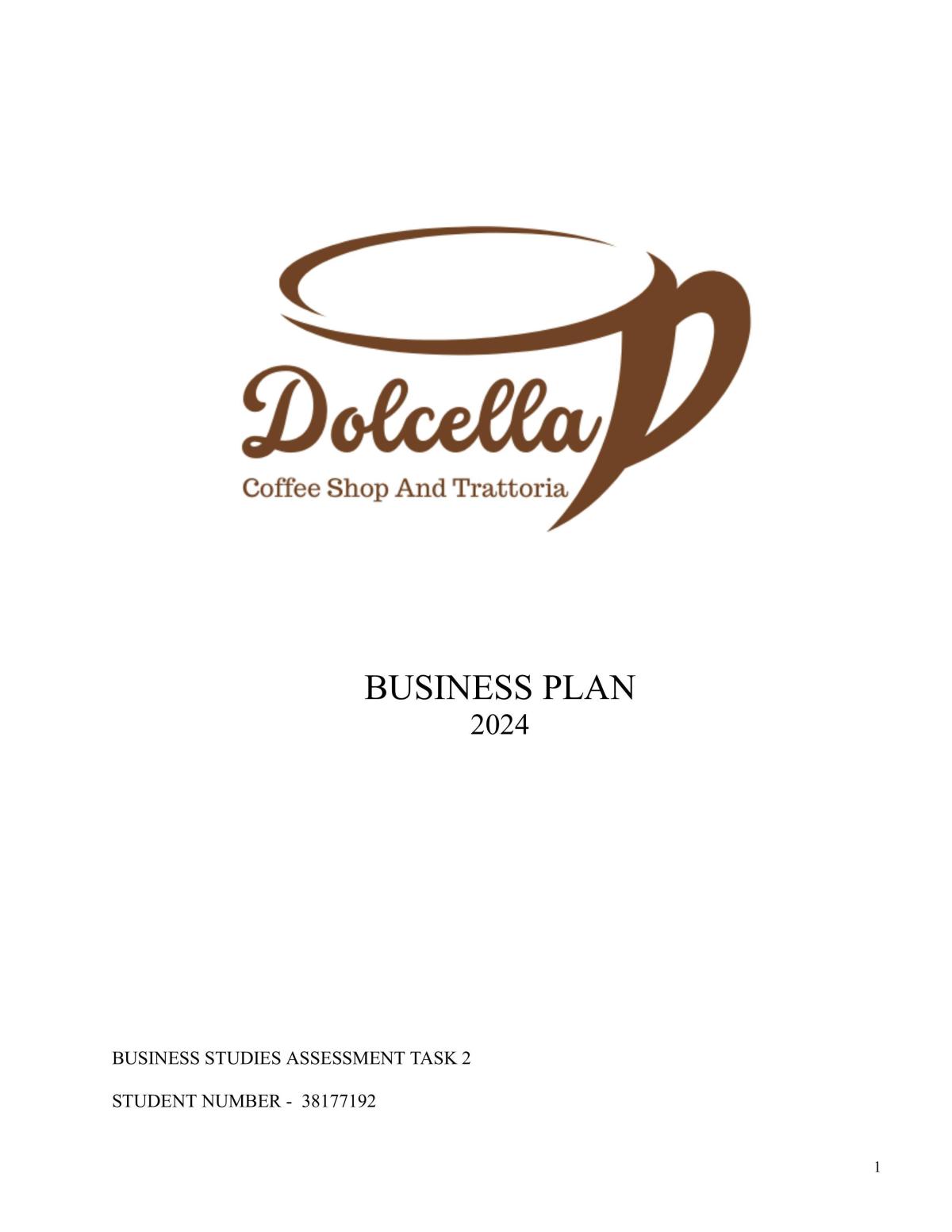 Business Plan  - Page 1