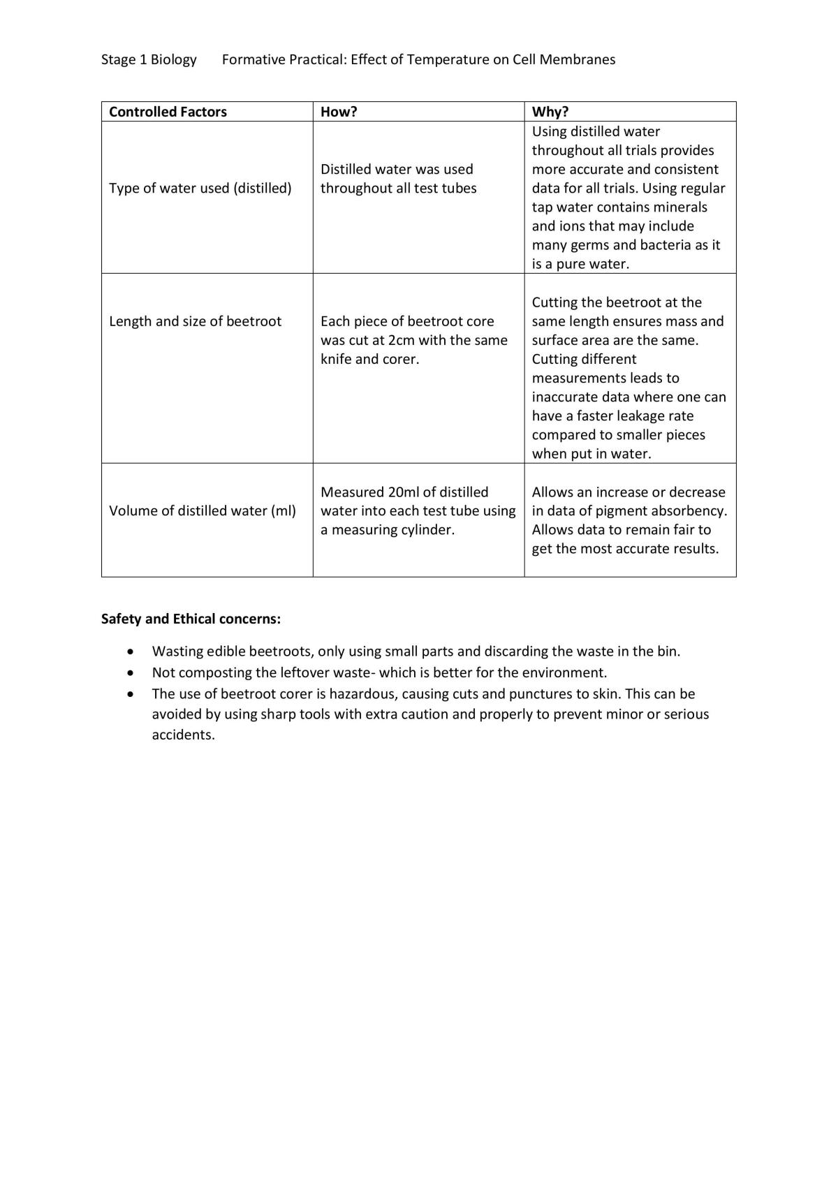 Effect of Temperature on Cell Membranes Report  - Page 2