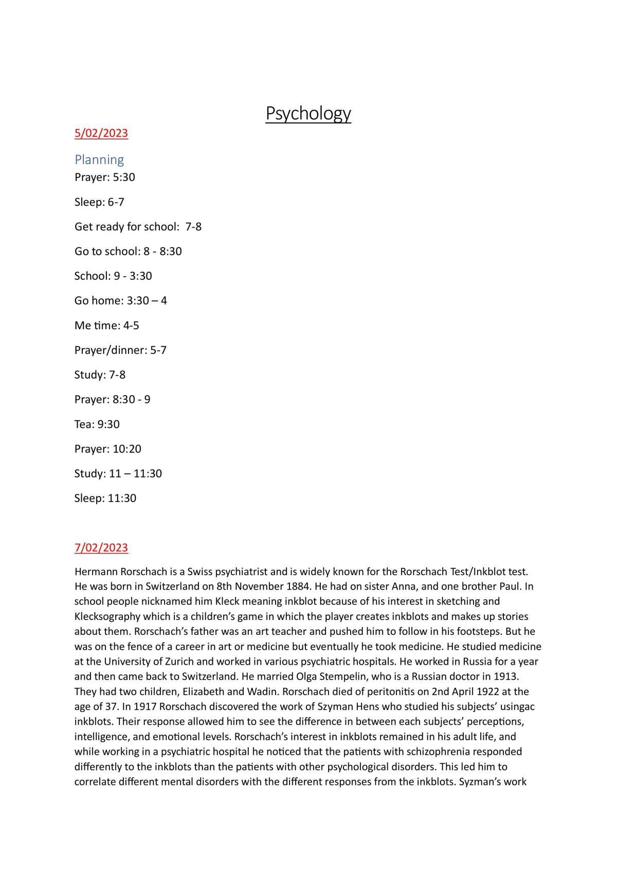 Psychology Level 3 Notes - Page 1