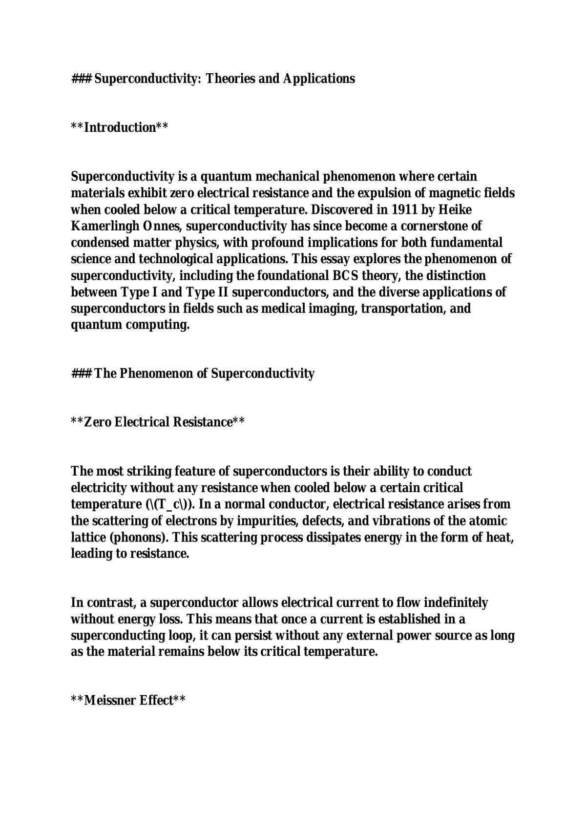 Superconductivity: Theories and Applications - Page 1