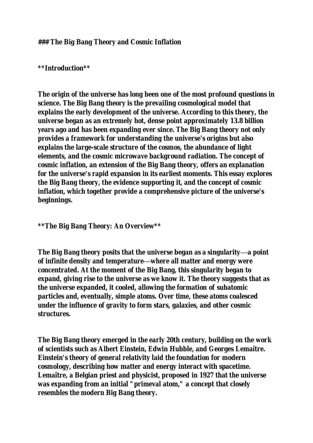 The Big Bang Theory and Cosmic Inflation - Page 1