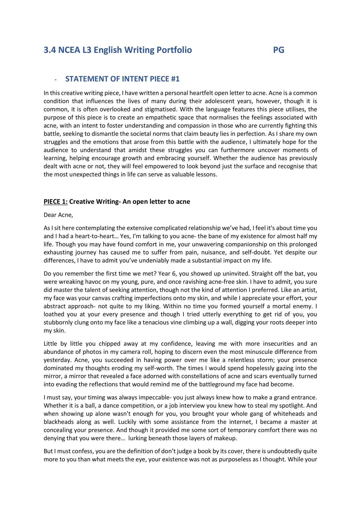 Writing Portfolio 3.4 - Excellence Achieved - Page 1