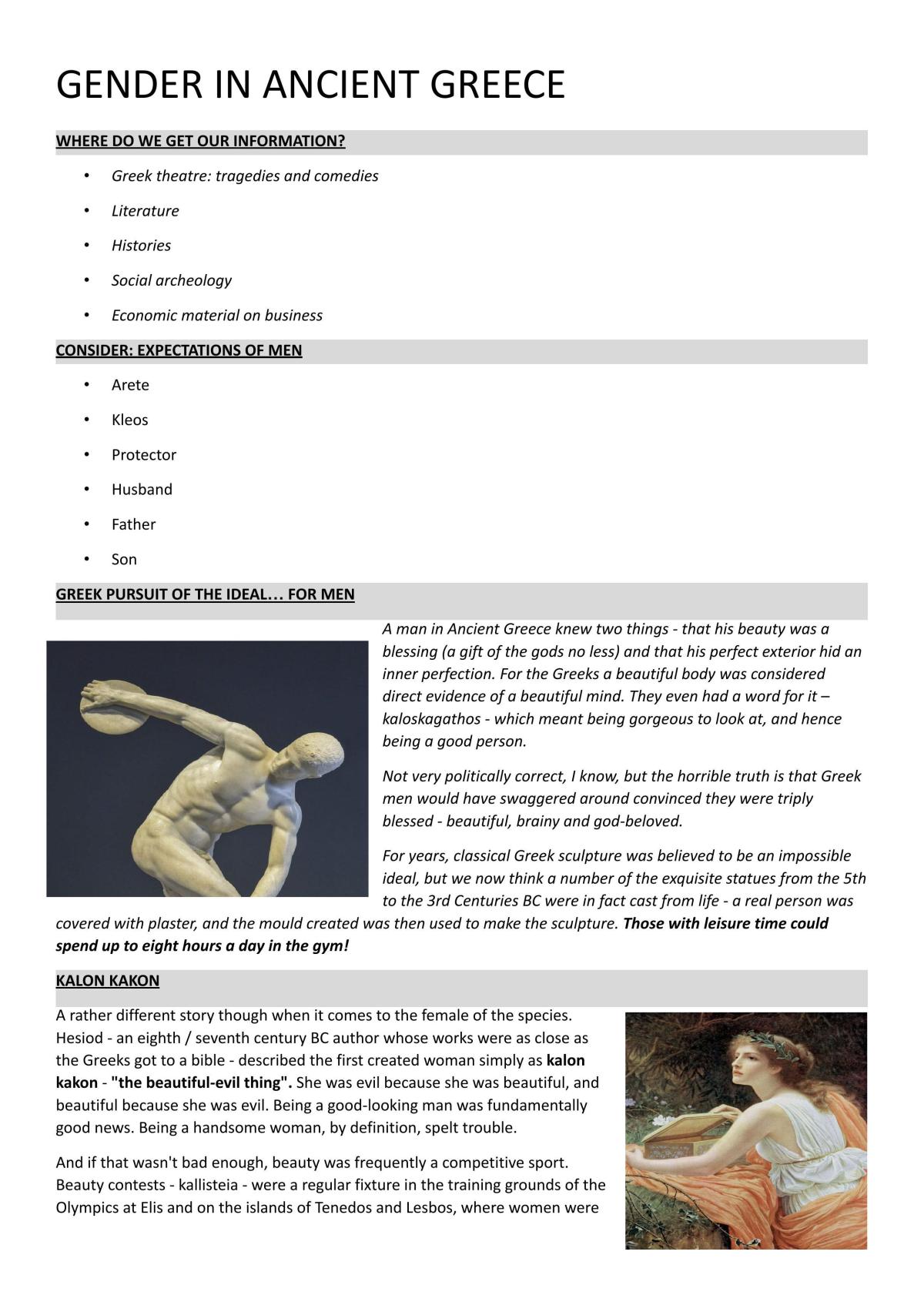 Greek Societal expectations notes - Page 1