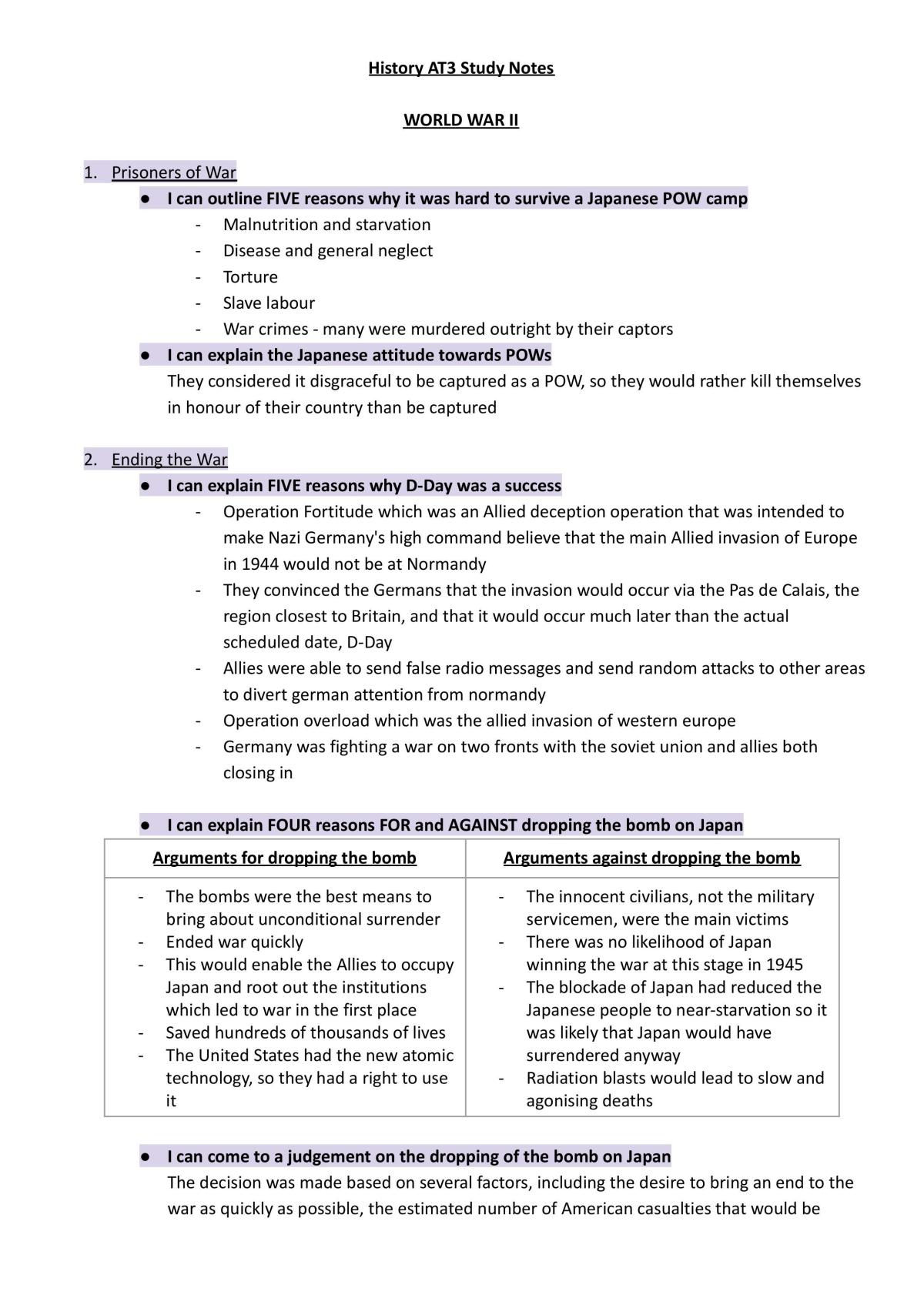 History At3 Study Notes - Page 1