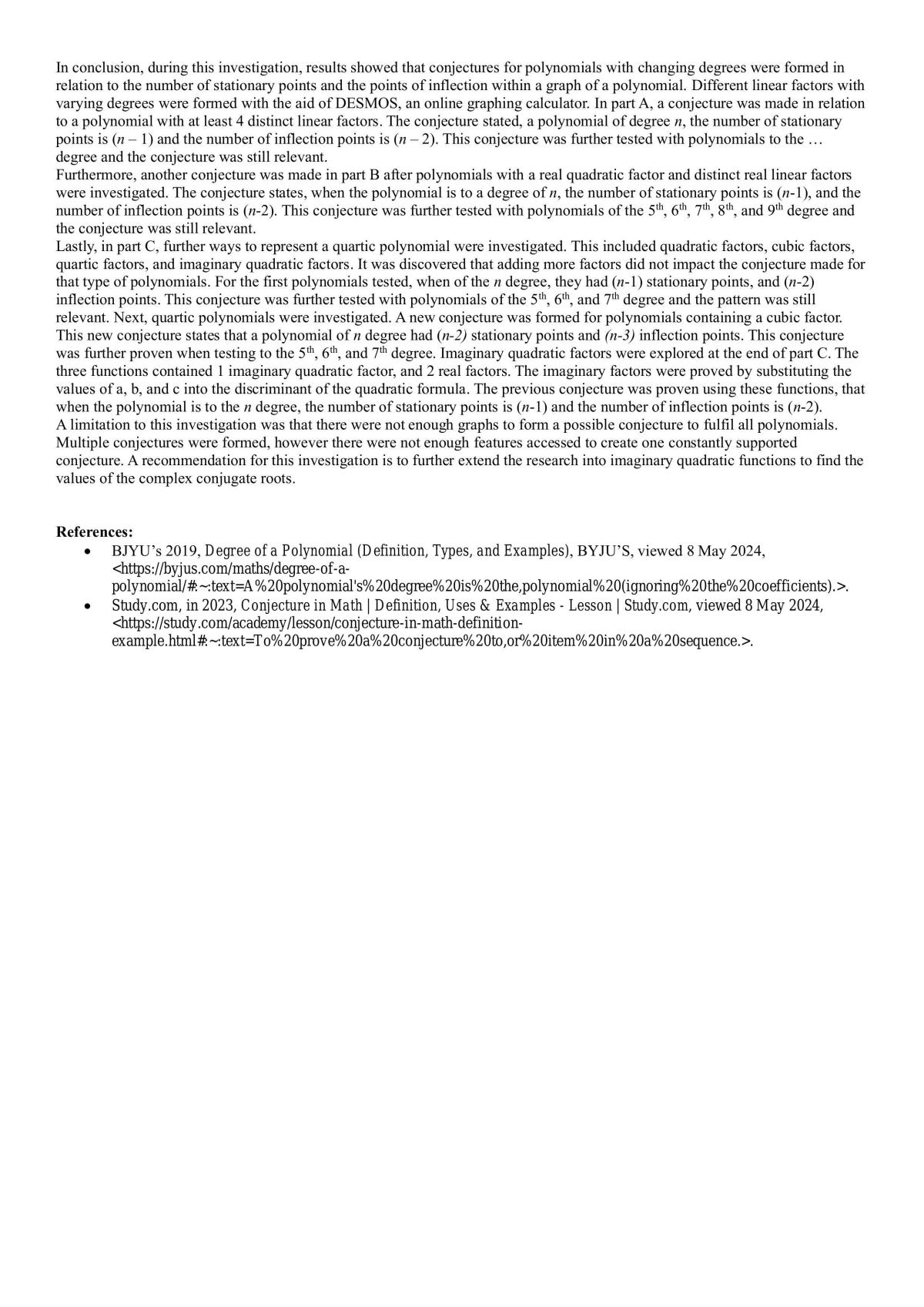 Nature of Polynomials Investigation - Page 9