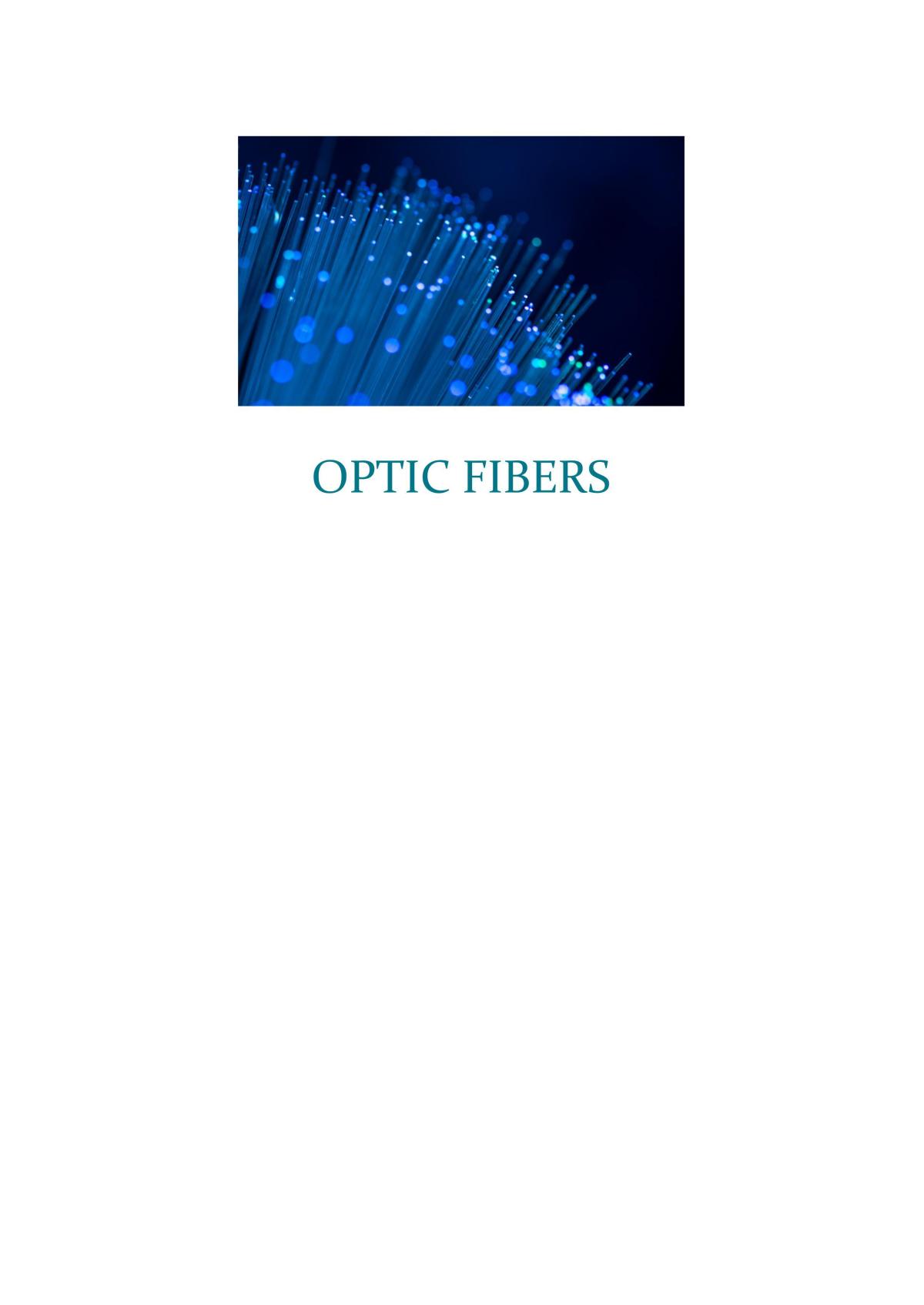 Ncea Level 2 Research Assignment on Optic Fibers - Page 1