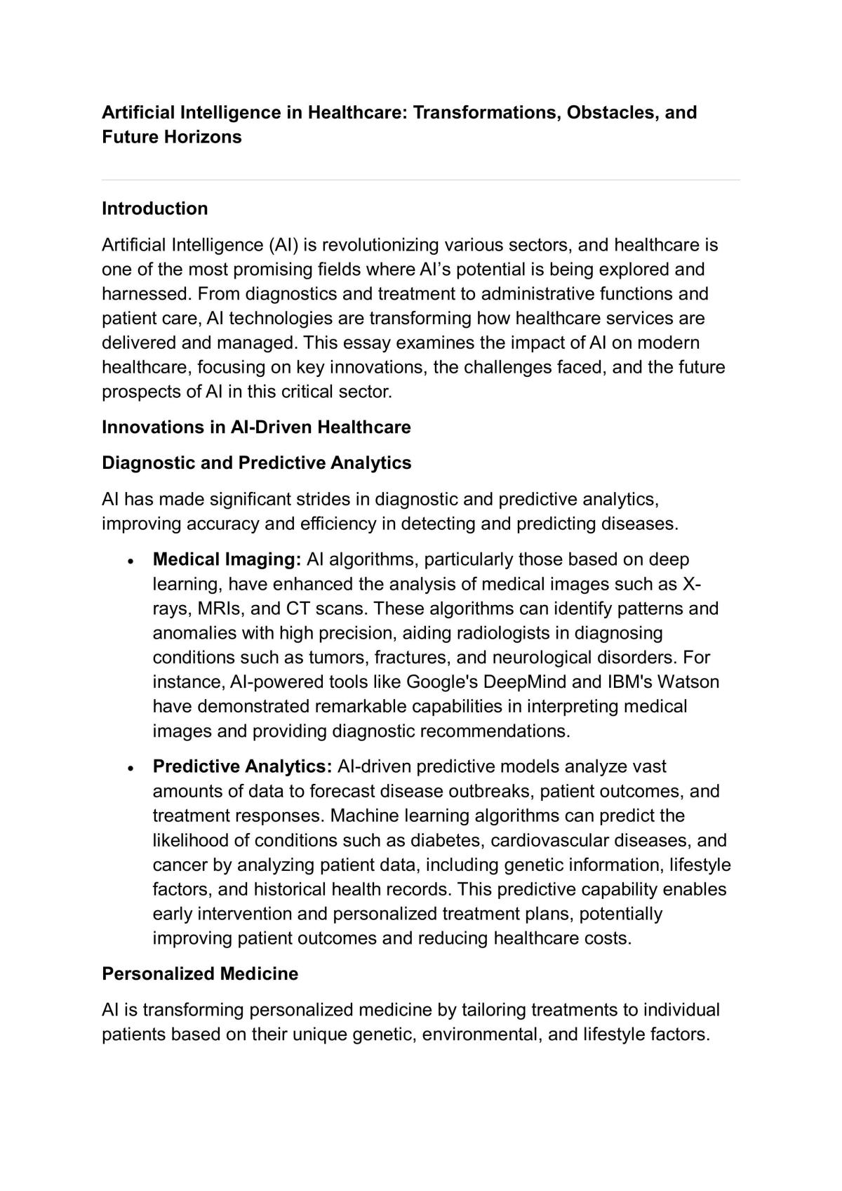 Artificial Intelligence in Healthcare  - Page 1