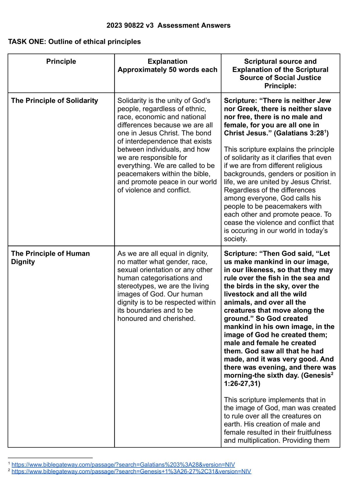 Religious Studies Justice and Peace Excellence Exemplar - Page 1