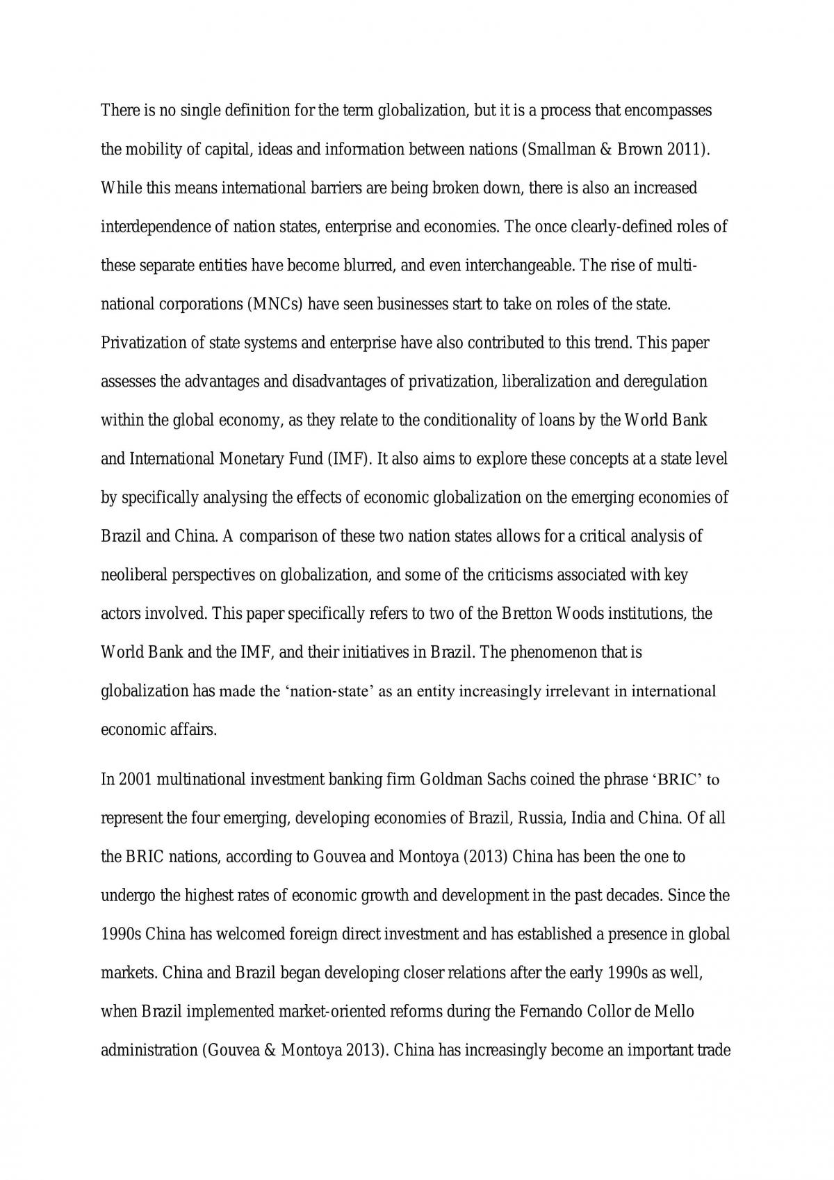 Economic Globalization Essay - Page 1