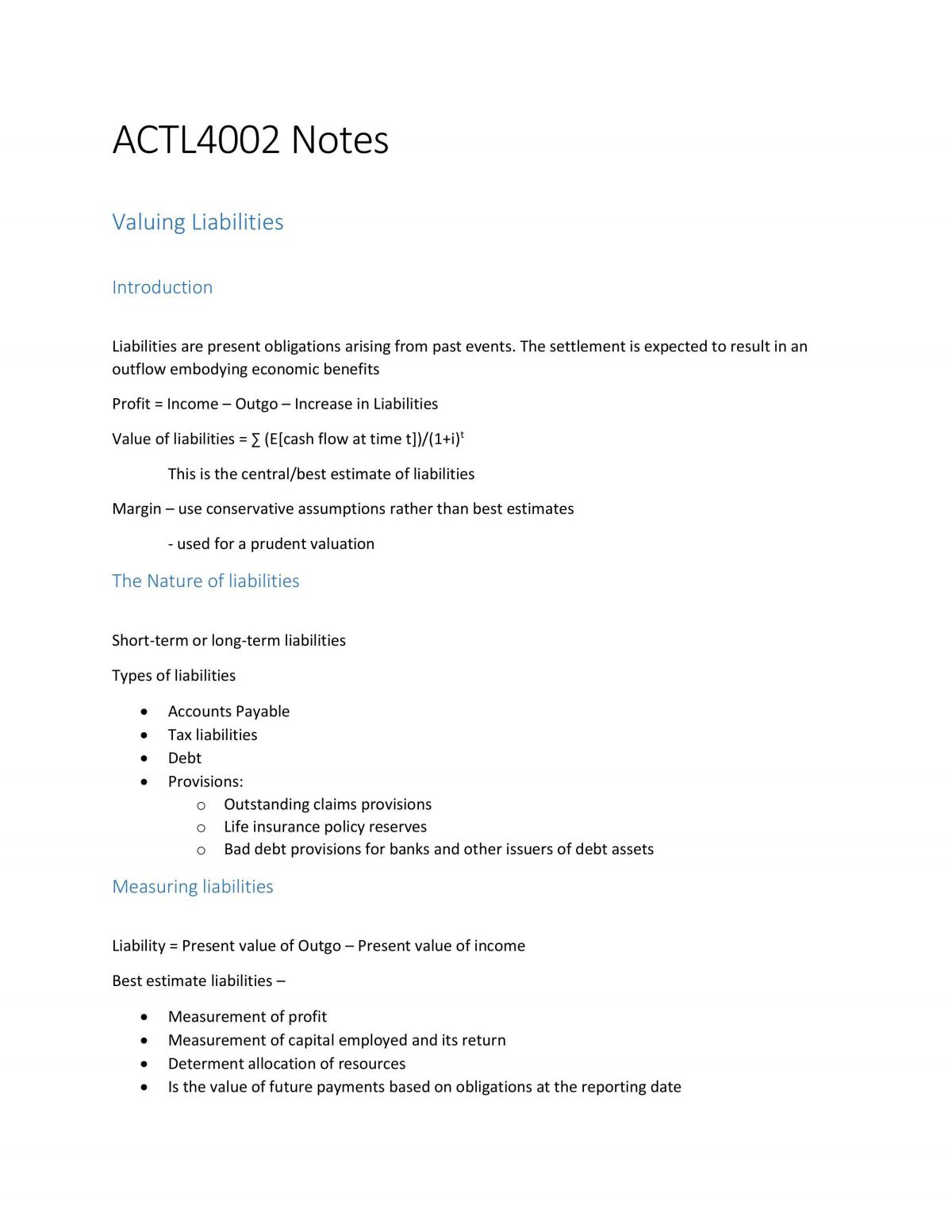 Notes for ACTL4002 - Page 1