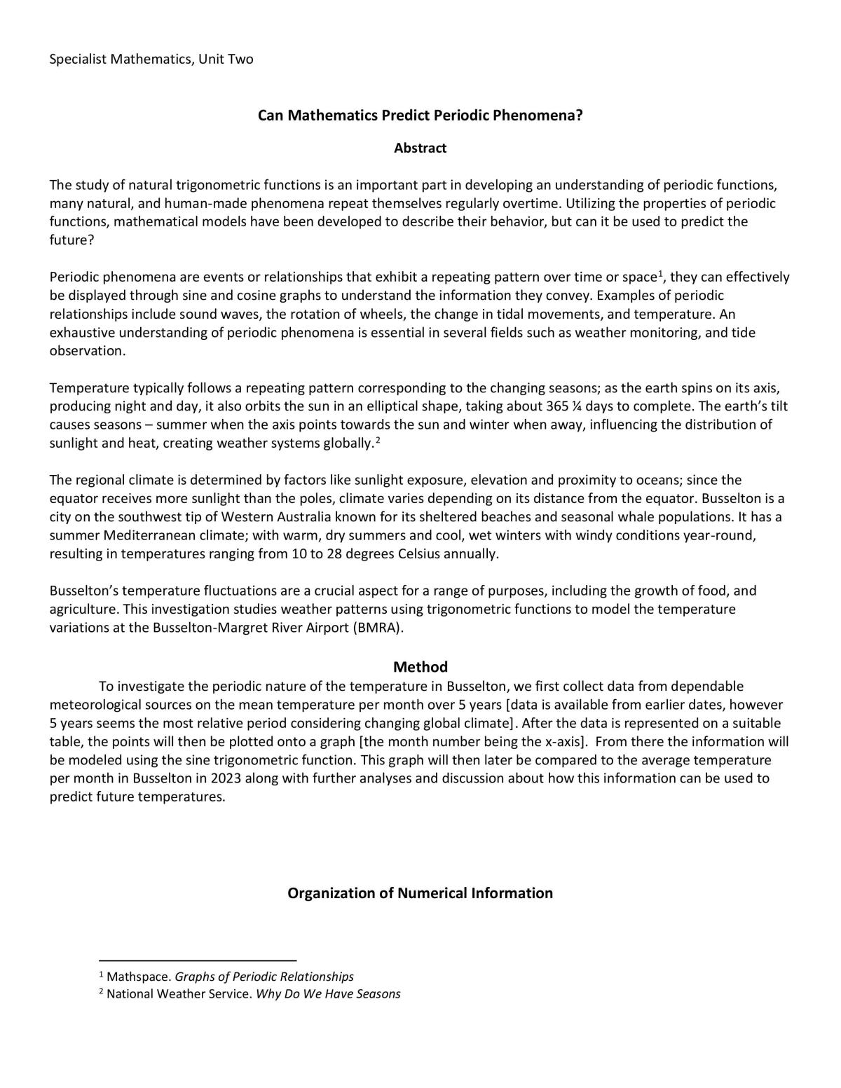 Periodic Phenomena Investigation - Page 1