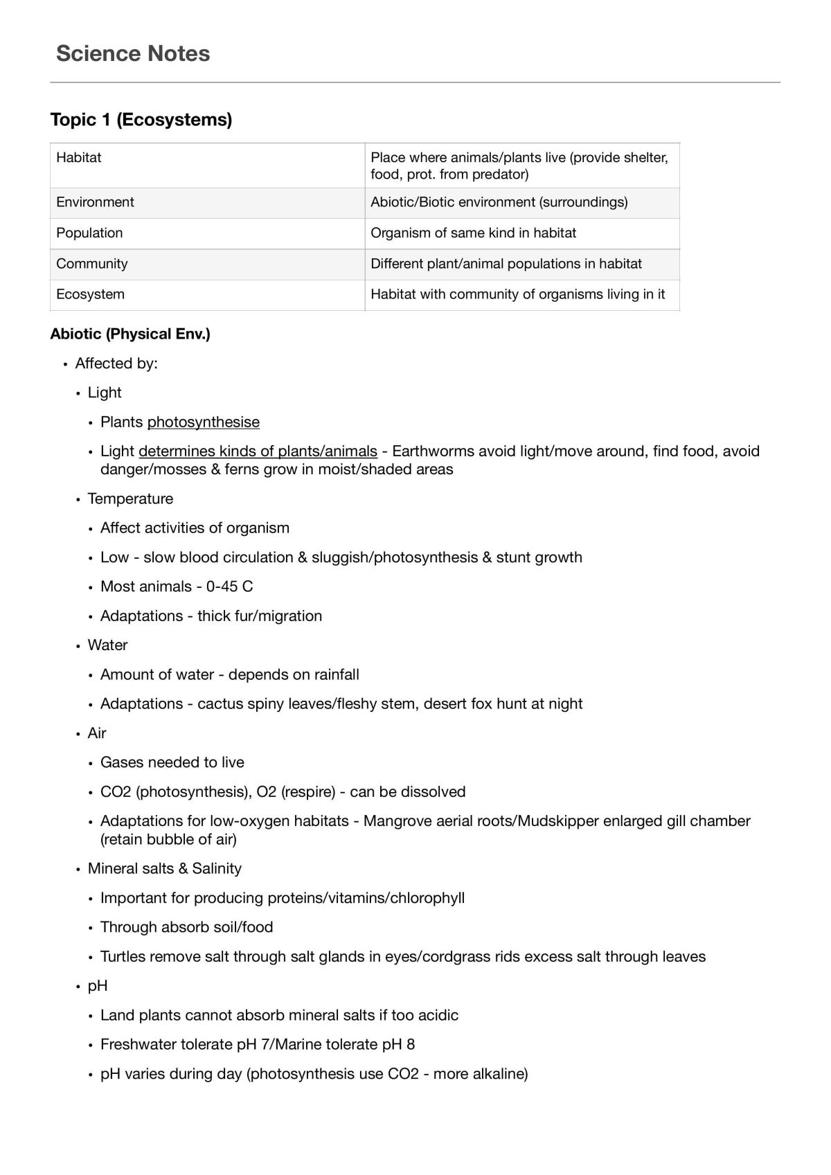 Science Notes - Page 1