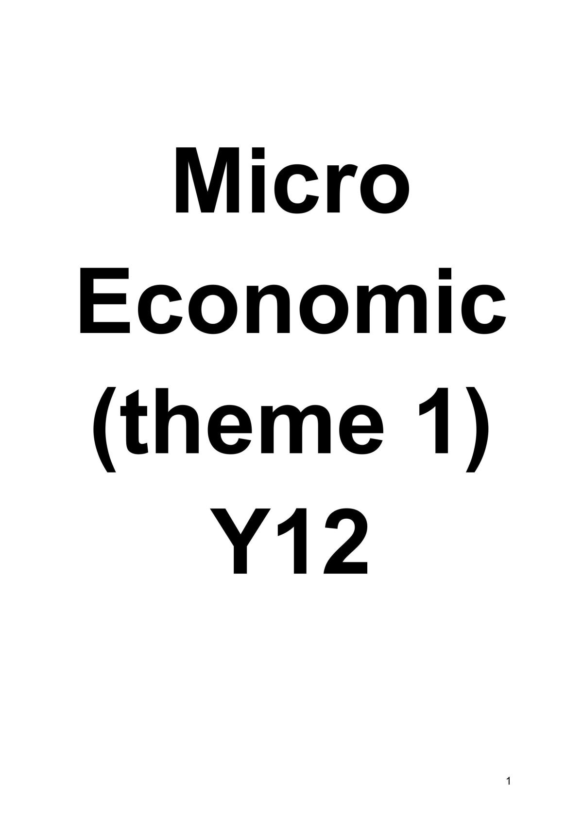 Economics Theme 1  - Page 1